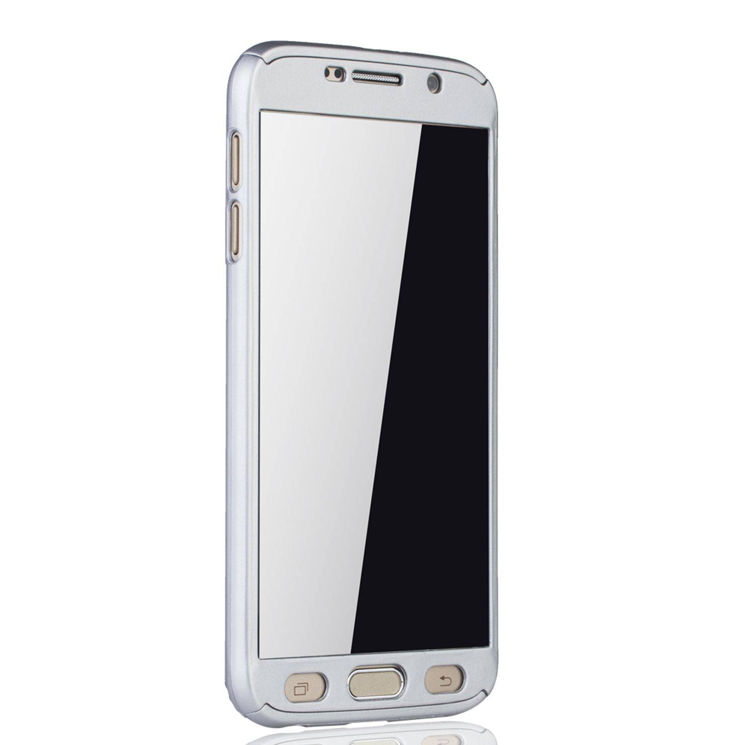 Samsung Galaxy S6 Handyhülle 360 Grad Schutz Full Cover Silber