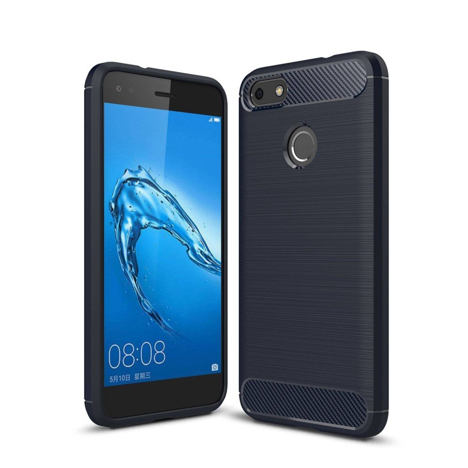 Huawei Y6 (2017) Handyhülle Carbon Optik Backcover Blau