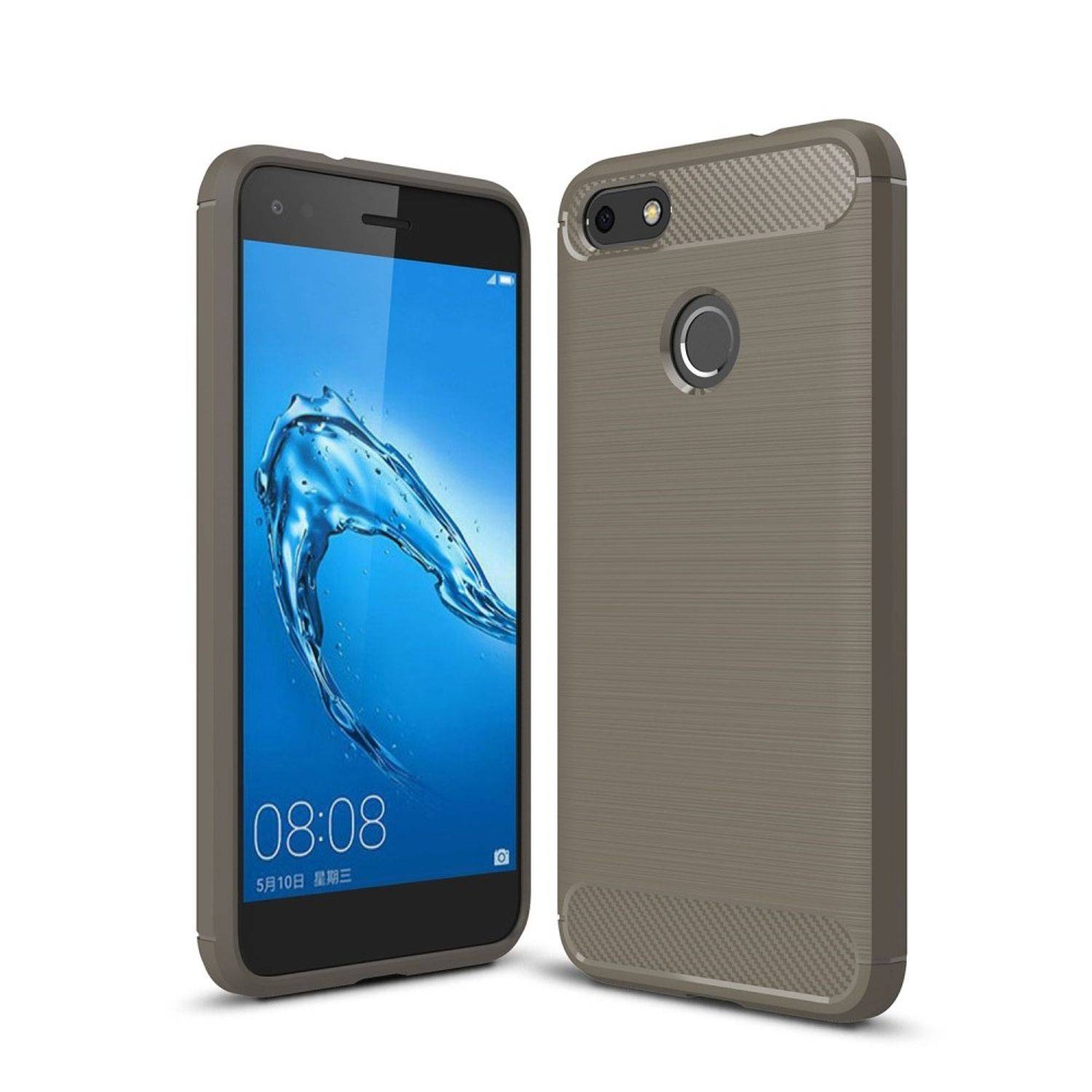 Huawei Y6 (2017) Handyhülle Carbon Optik Backcover Grau