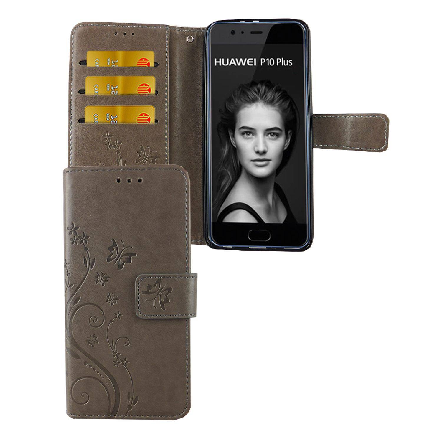 Huawei P10 Plus Handyhülle Bookcover Grau