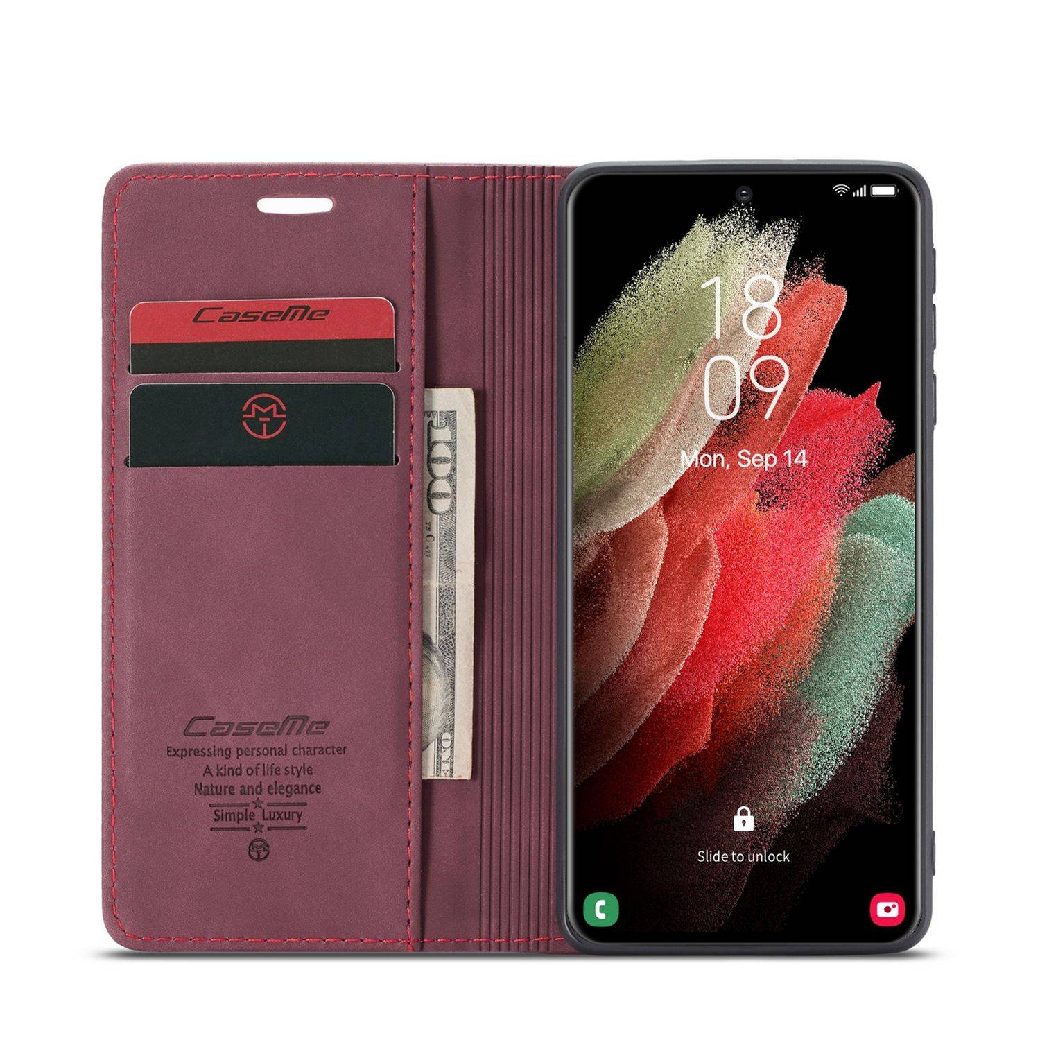 Samsung Galaxy S21 Ultra Handyhülle Schutztasche Bookcover Rot