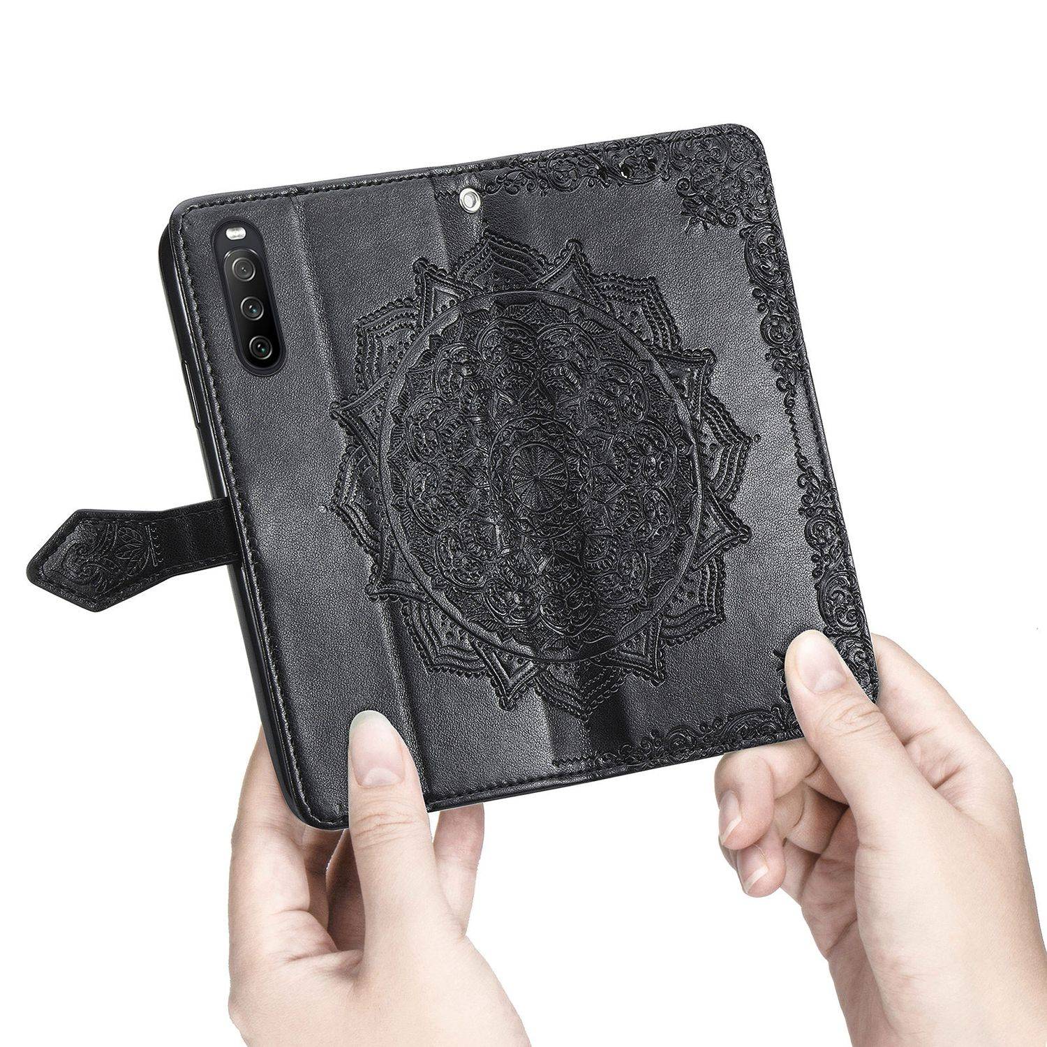 Hülle kompatibel mit Sony Xperia 10 III Kunstleder Handyhülle - Handy Case Schwarz