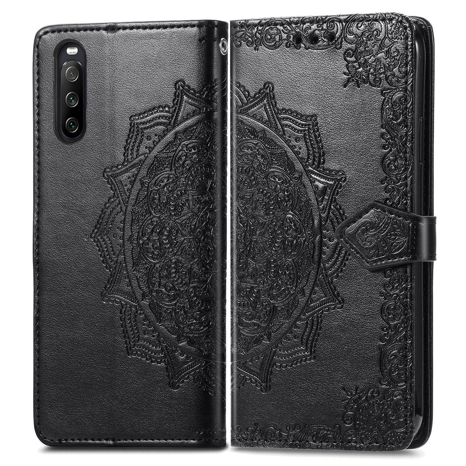 Hülle kompatibel mit Sony Xperia 10 III Kunstleder Handyhülle - Handy Case Schwarz
