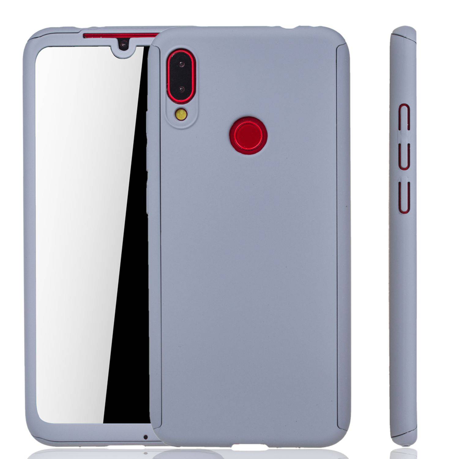 Xiaomi Redmi Note 7 / Redmi Note 7 Pro Handyhülle 360 Grad Schutz Full Cover Grau