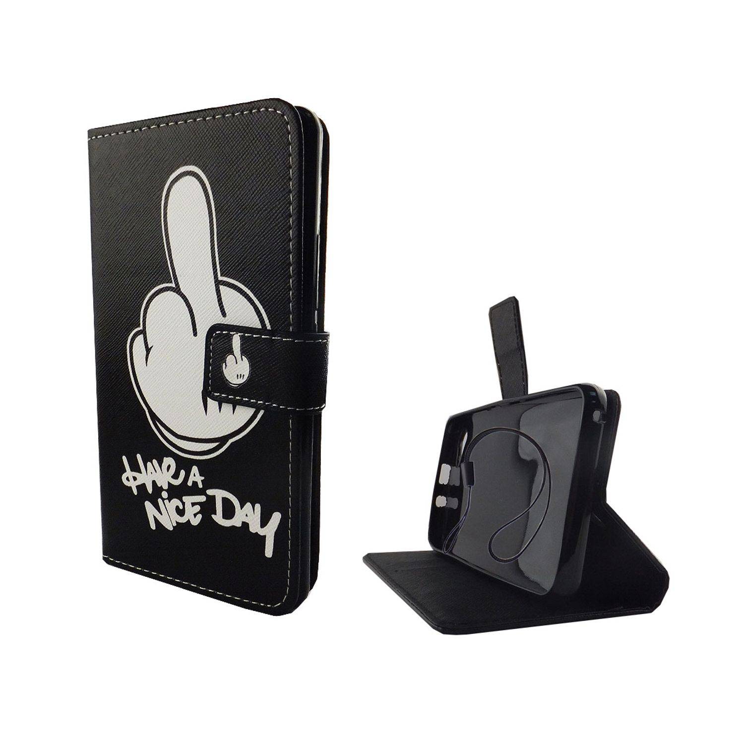 Wiko Jerry Handyhülle Bookcover Schwarz