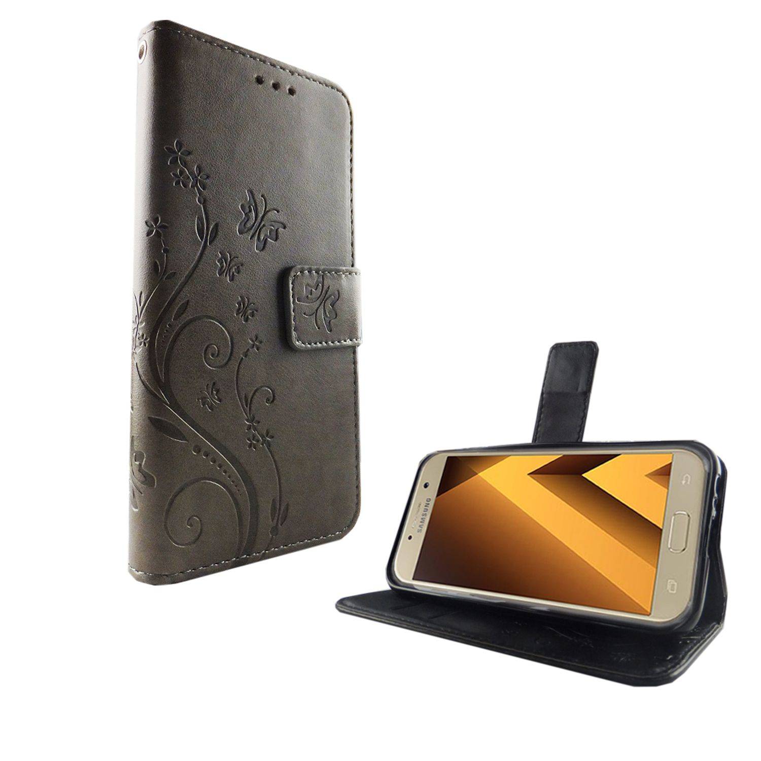 Samsung Galaxy A3 (2017) Handyhülle Bookcover Grau