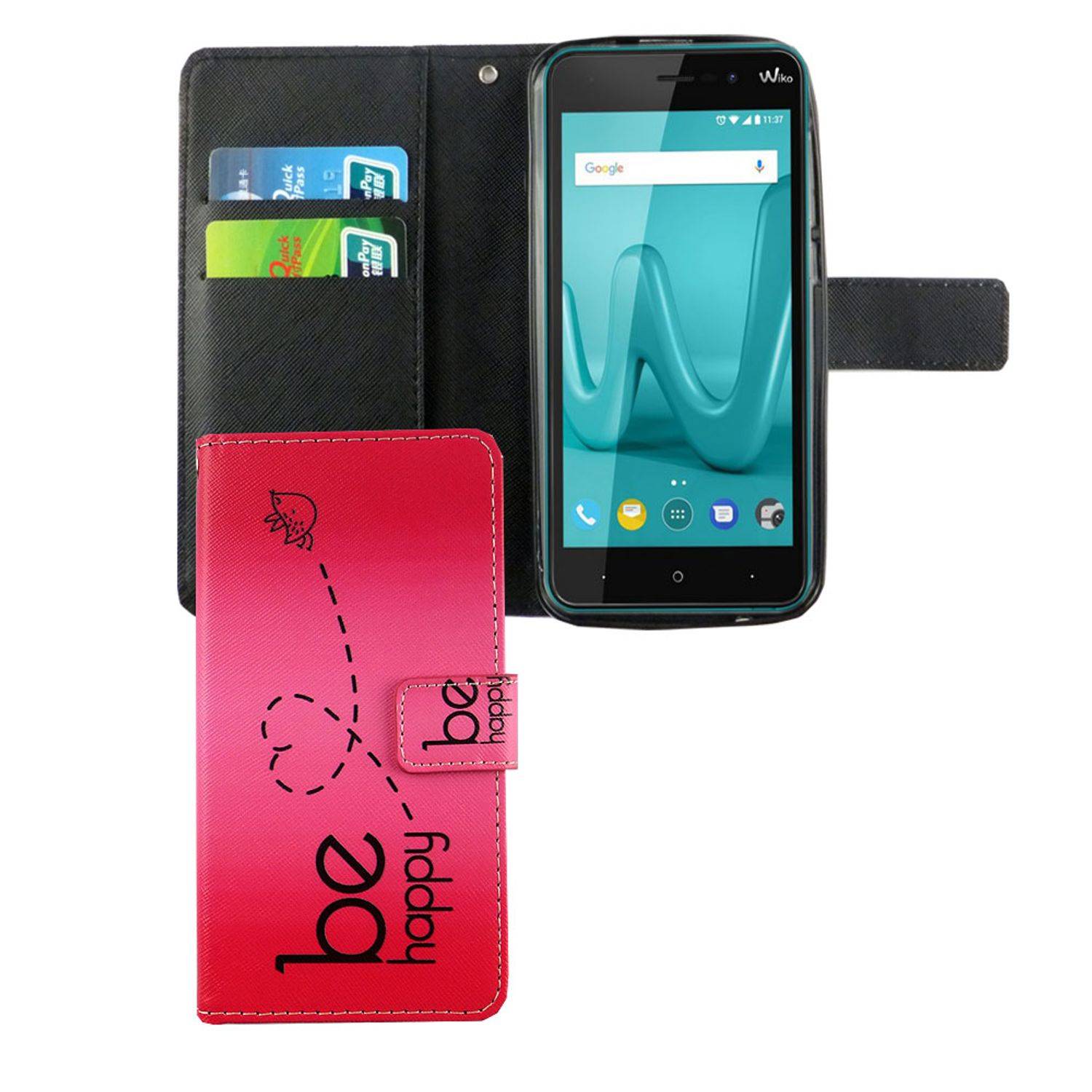 Wiko Lenny 4 Handyhülle Bookcover Rosa