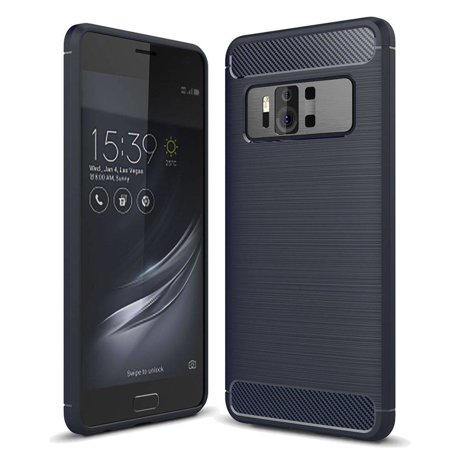 ASUS Zenfone AR ZS571KL Handyhülle Carbon Optik Backcover Blau