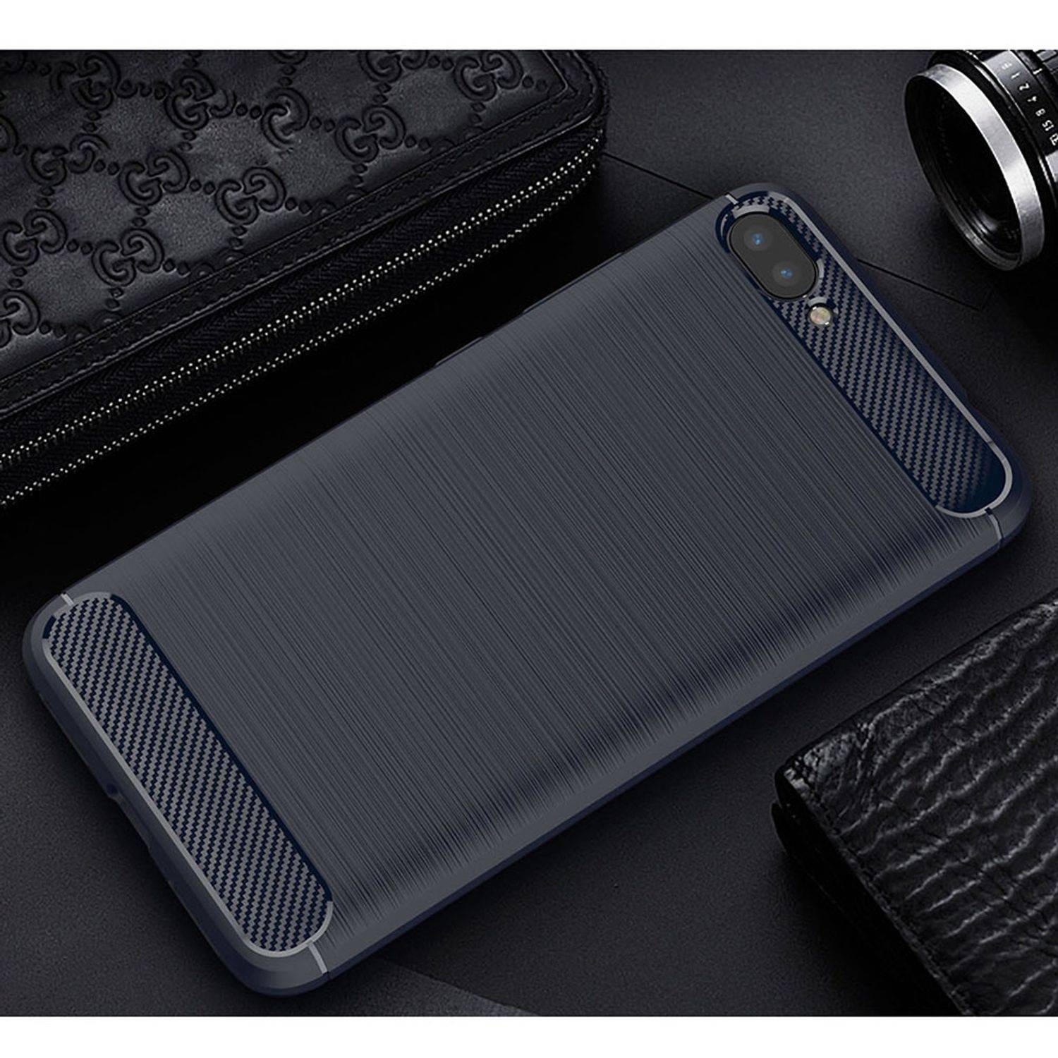 ASUS Zenfone 4 Max ZC554KL Handyhülle Carbon Optik Backcover Blau
