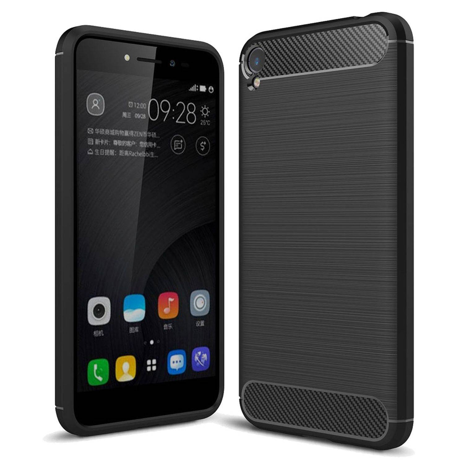 ASUS Zenfone Live ZB501KL Handyhülle Carbon Optik Backcover Schwarz