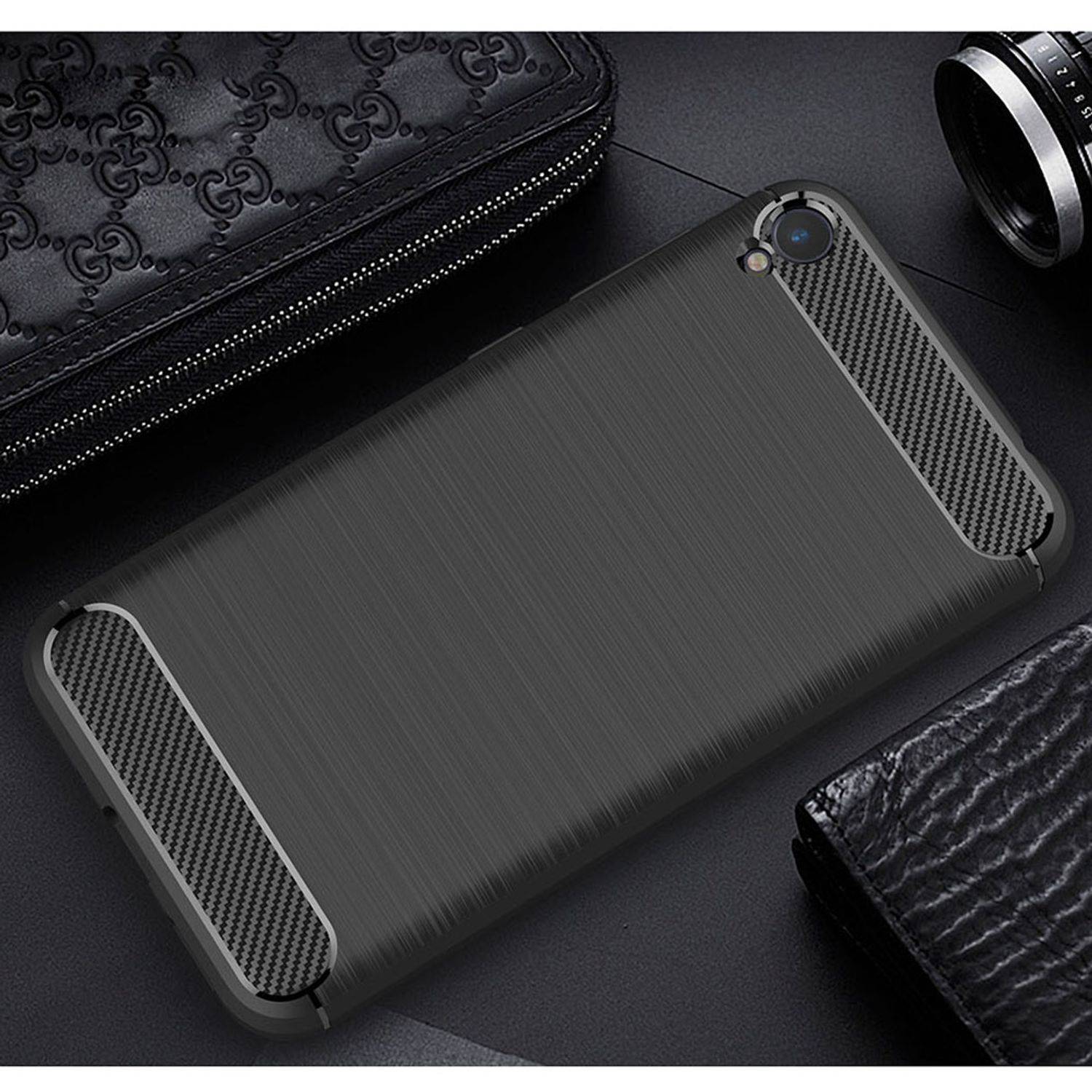 ASUS Zenfone Live ZB501KL Handyhülle Carbon Optik Backcover Schwarz