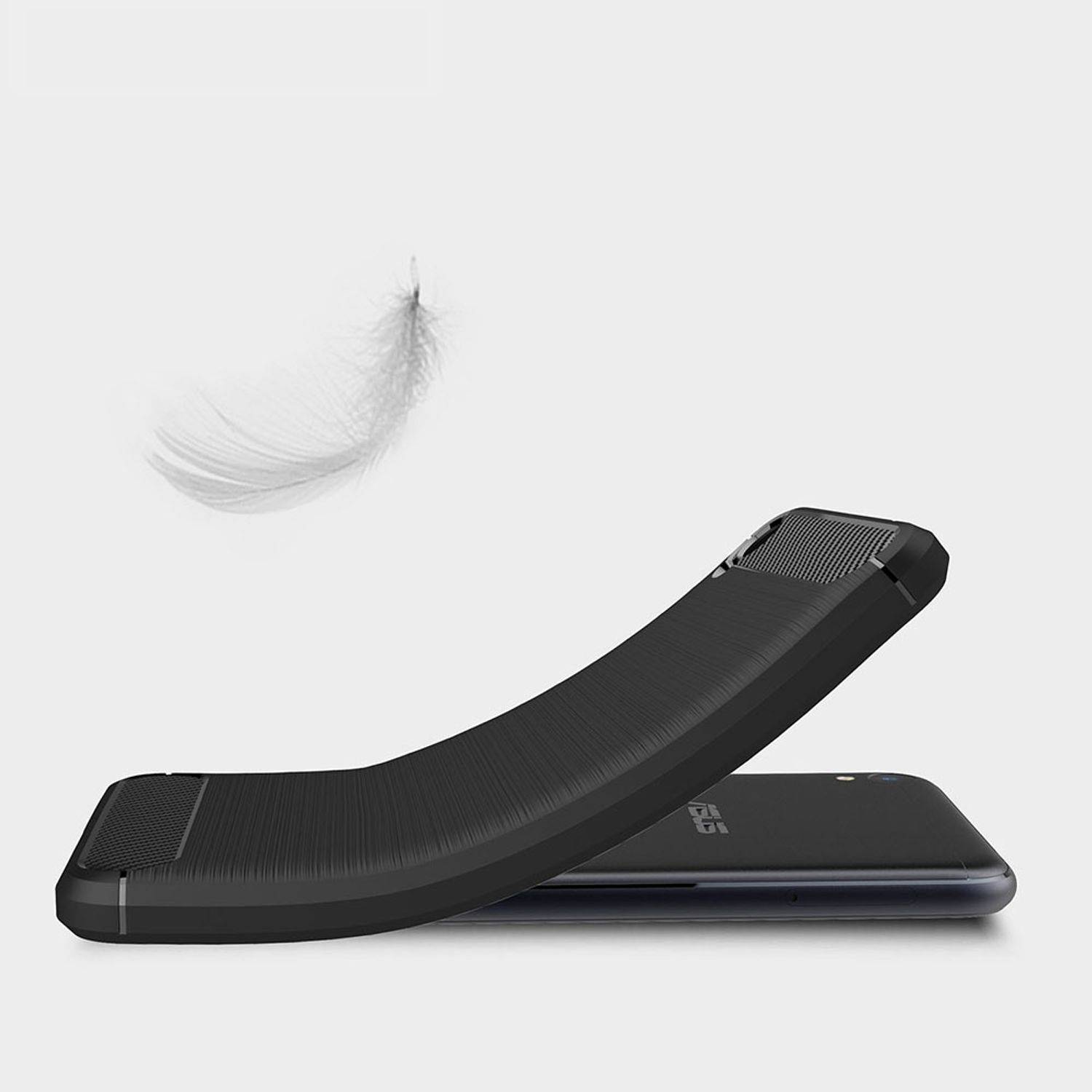 ASUS Zenfone Live ZB501KL Handyhülle Carbon Optik Backcover Schwarz