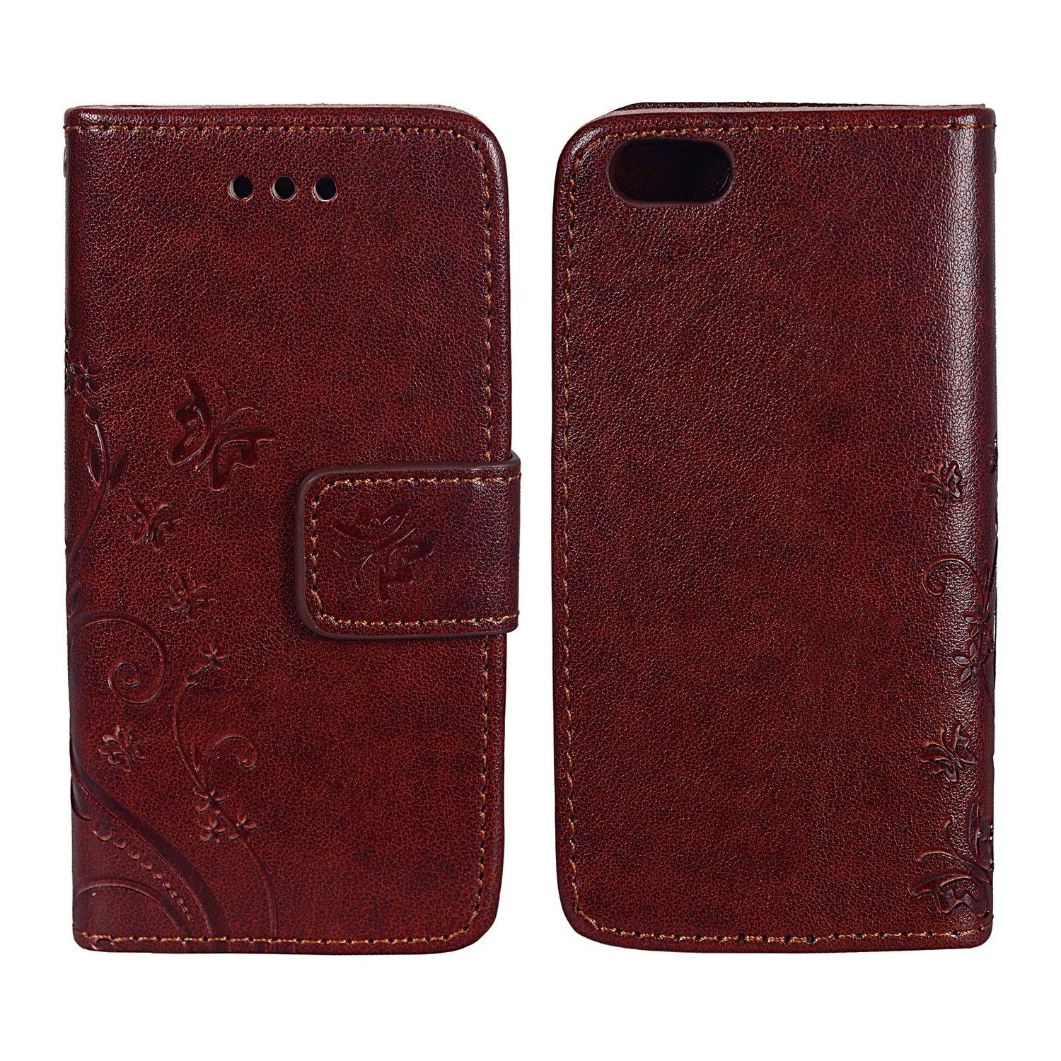 Apple iPhone 5 / 5s / SE Handyhülle Bookcover Braun