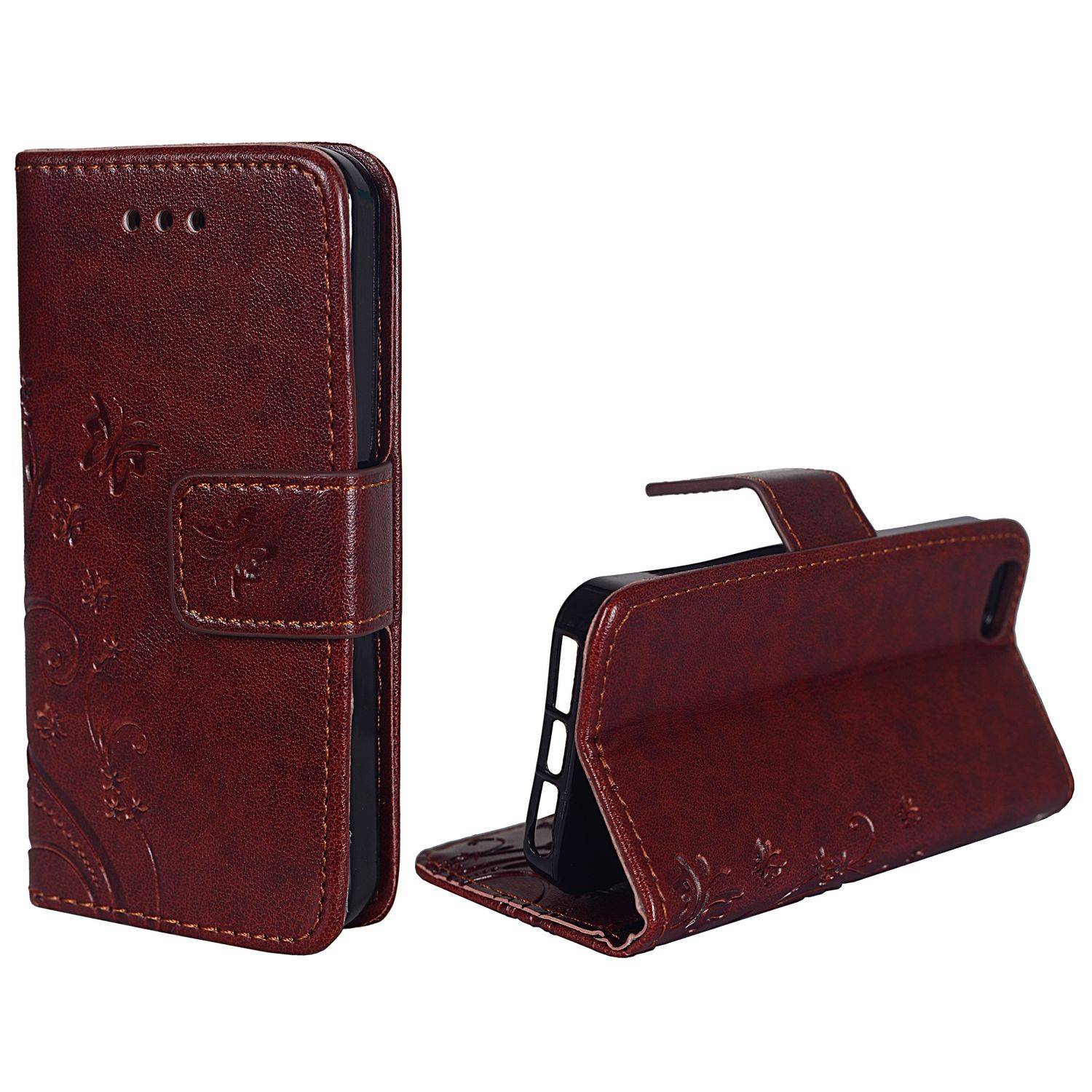 Apple iPhone 5 / 5s / SE Handyhülle Bookcover Braun