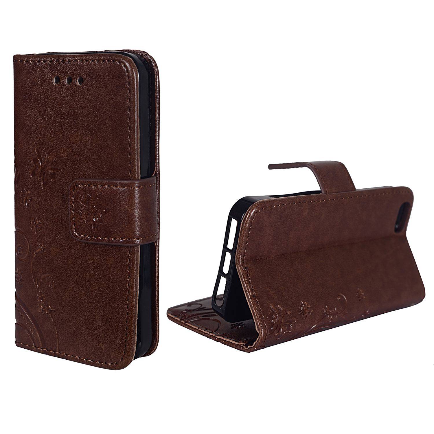 Apple iPhone 5 / 5s / SE Handyhülle Bookcover Braun