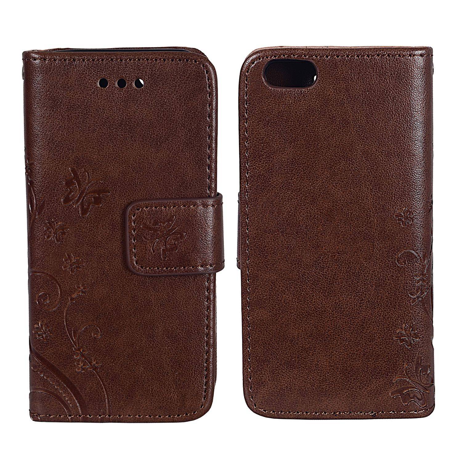 Apple iPhone 5 / 5s / SE Handyhülle Bookcover Braun
