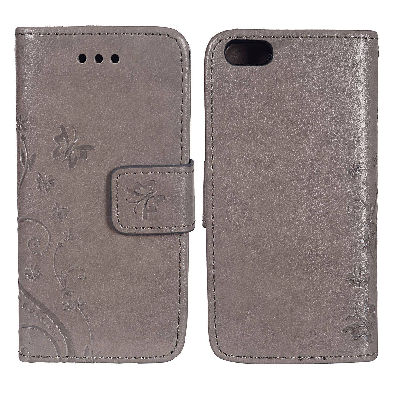 Apple iPhone 5 / 5s / SE Handyhülle Bookcover Grau