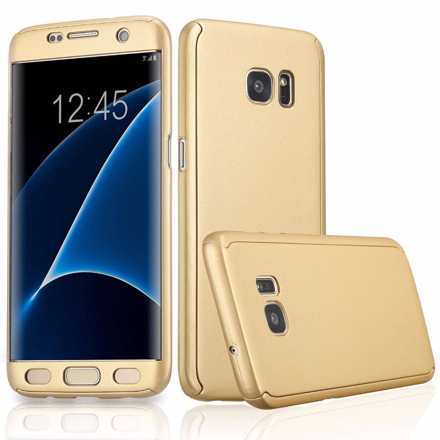 Samsung Galaxy S7 Edge Handyhülle 360 Grad Schutz Full Cover Gold