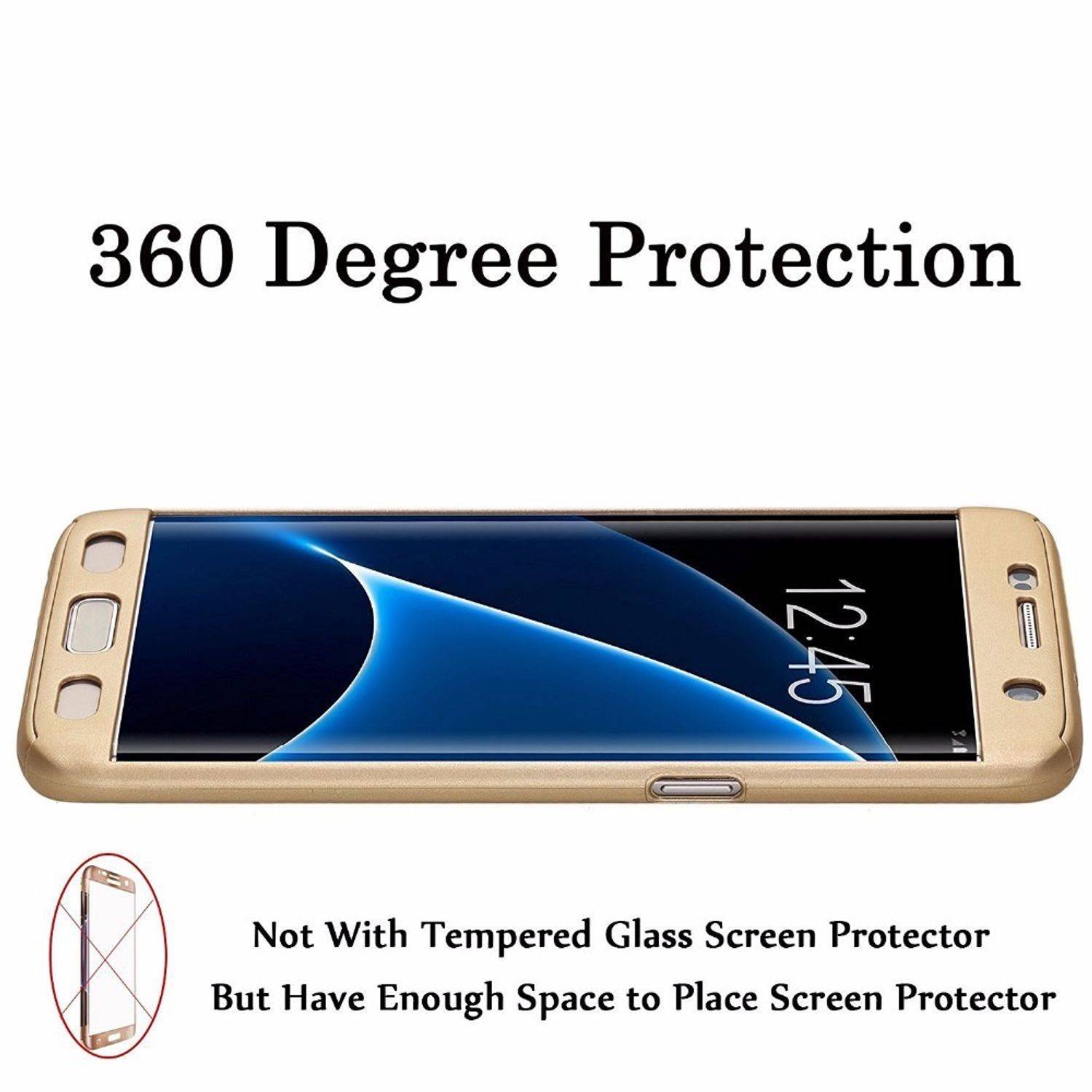 Samsung Galaxy S7 Edge Handyhülle 360 Grad Schutz Full Cover Gold