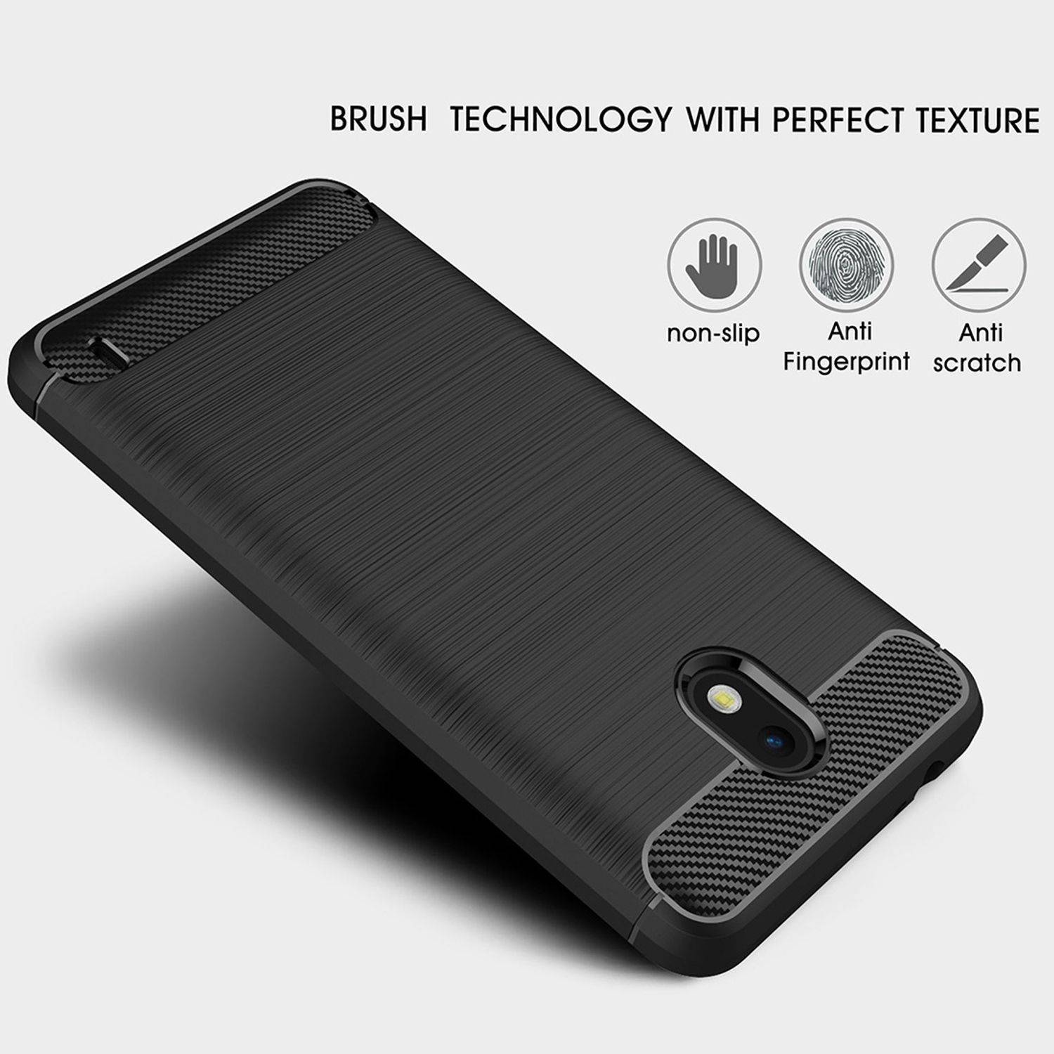 Nokia 2 Handyhülle Carbon Optik Backcover Grau