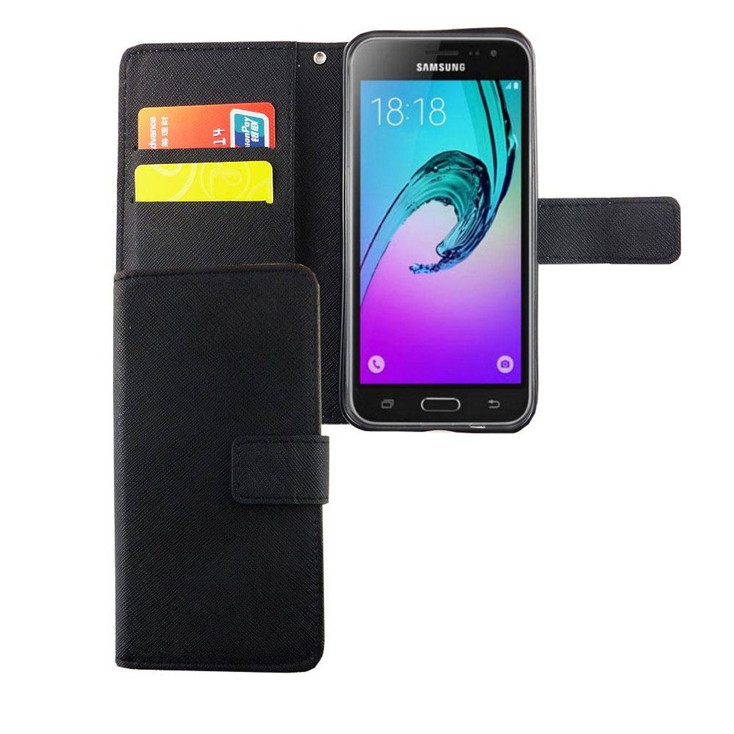 Samsung Galaxy J3 Emerge Handyhülle Bookcover Schwarz