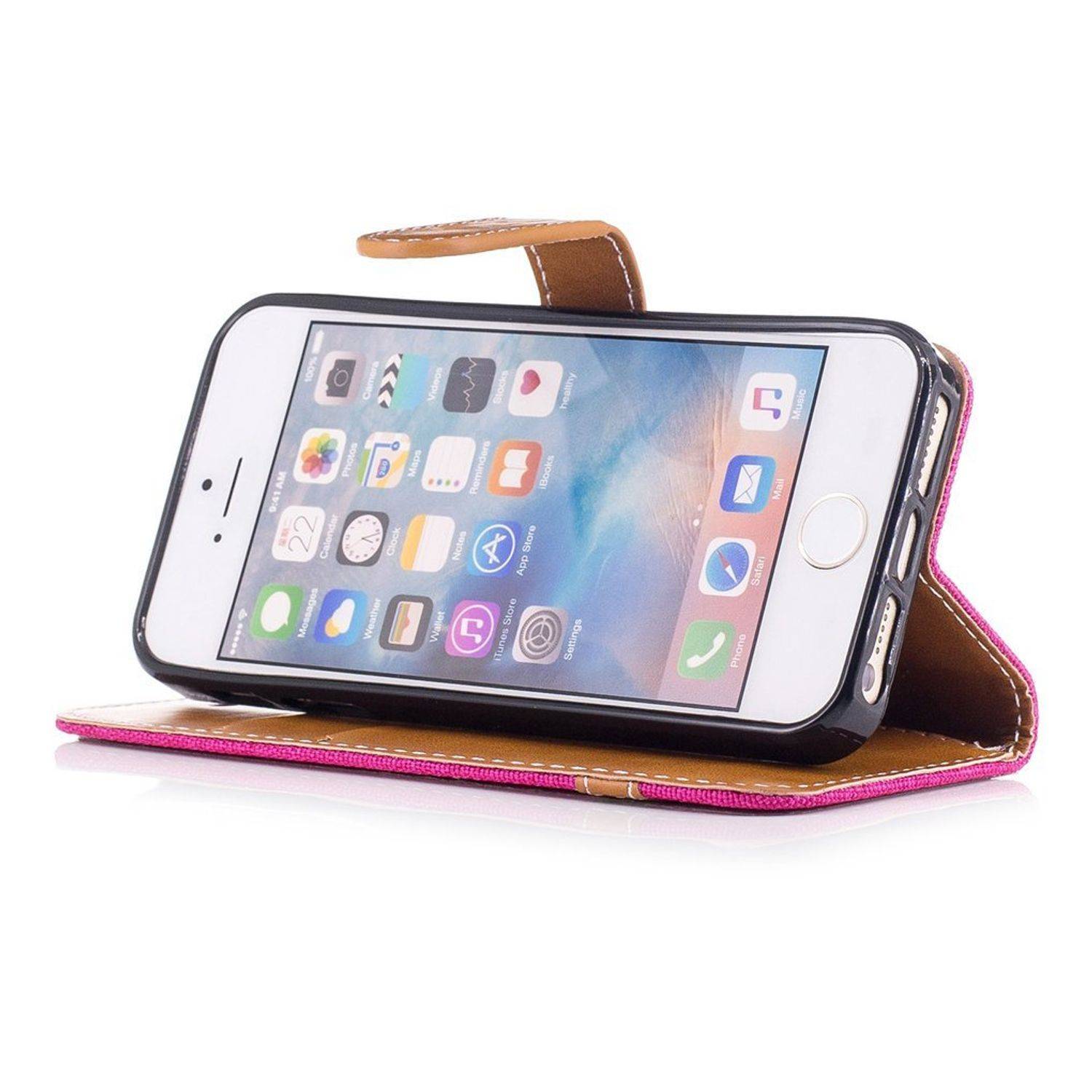Apple iPhone 5 / 5s / SE Handyhülle Bookcover Rosa