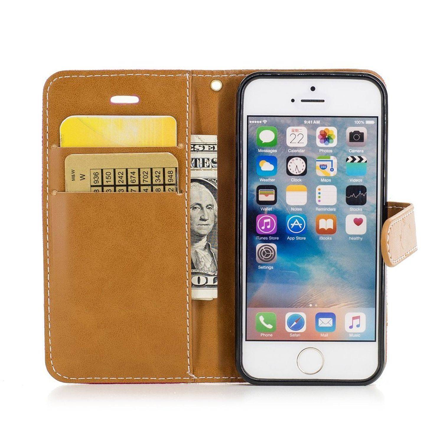 Apple iPhone 5 / 5s / SE Handyhülle Bookcover Rosa