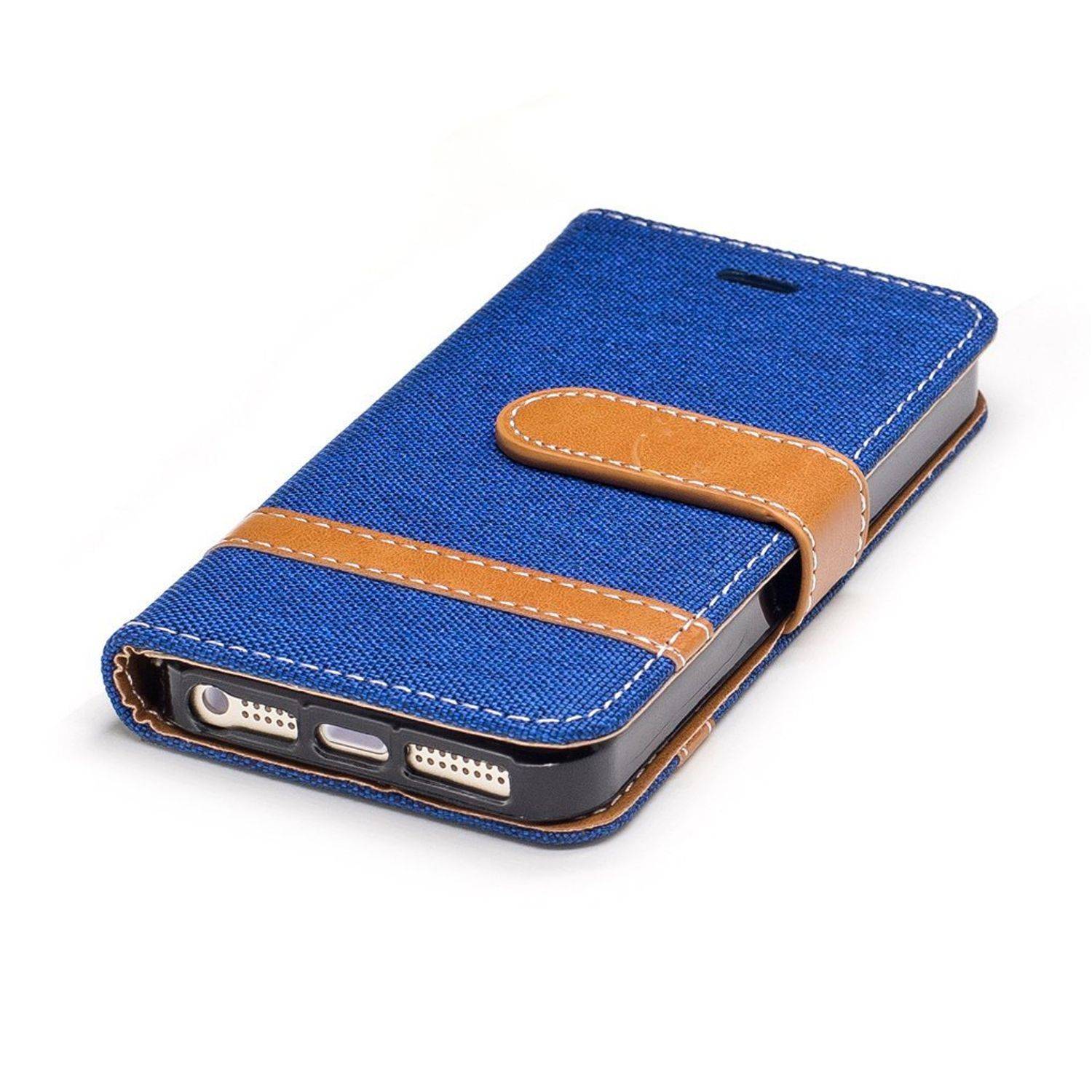 Apple iPhone 5 / 5s / SE Handyhülle Bookcover Blau