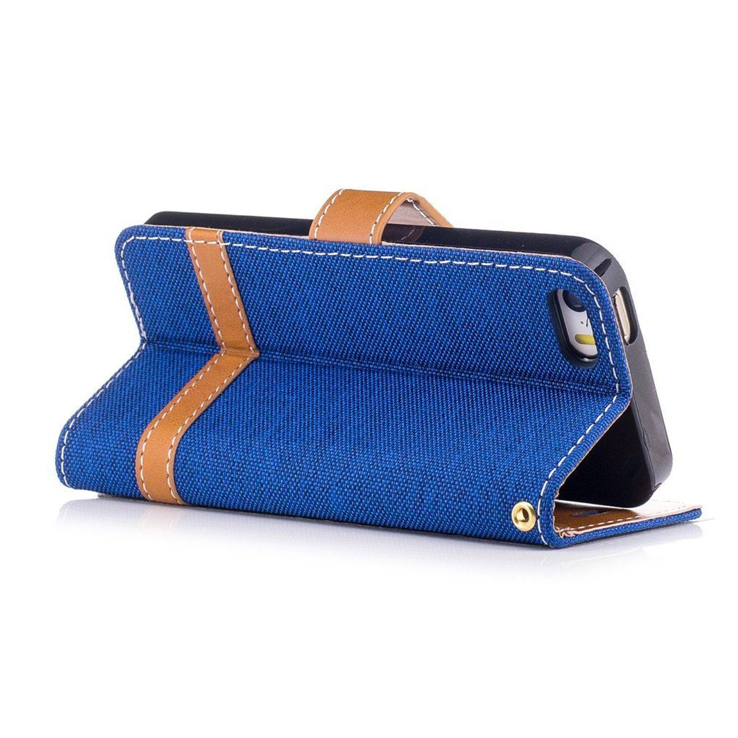 Apple iPhone 5 / 5s / SE Handyhülle Bookcover Blau