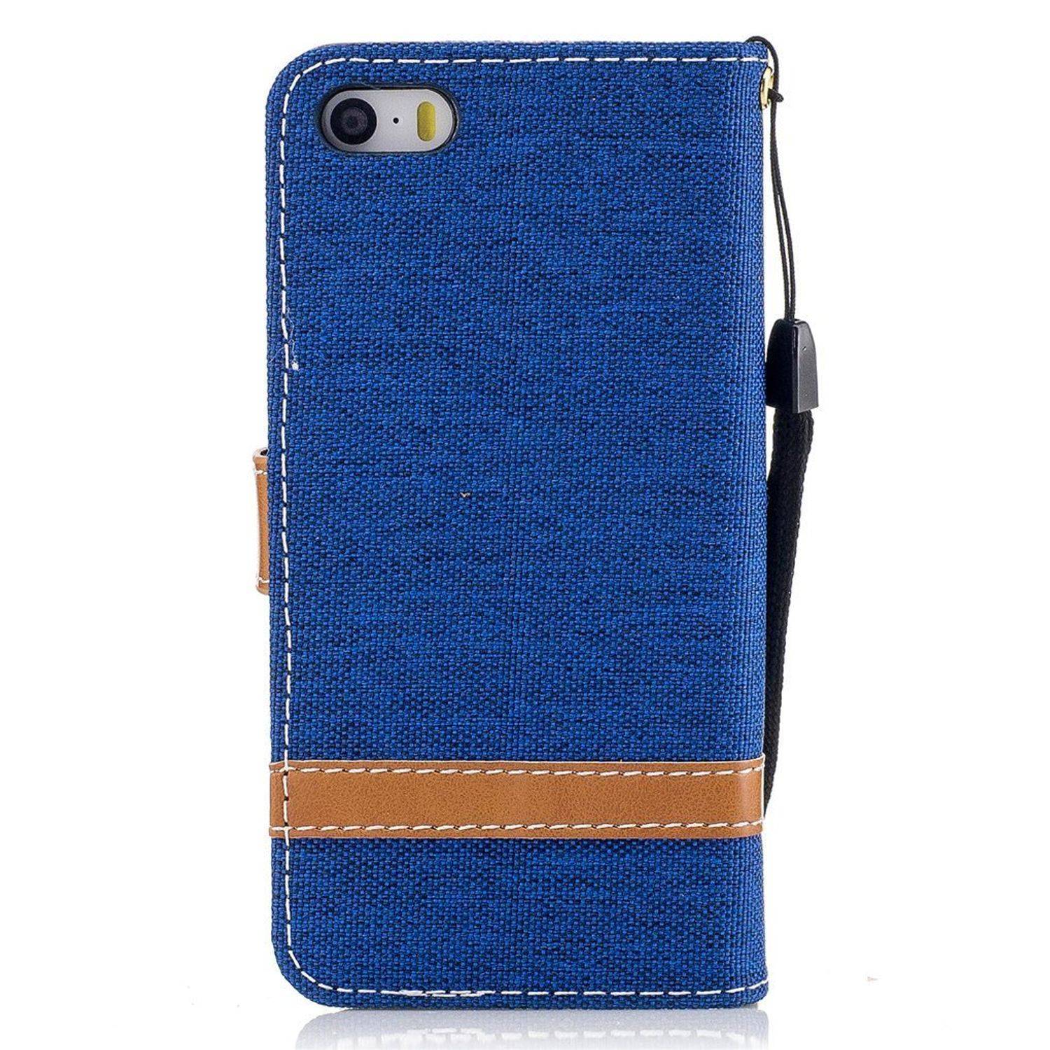 Apple iPhone 5 / 5s / SE Handyhülle Bookcover Blau