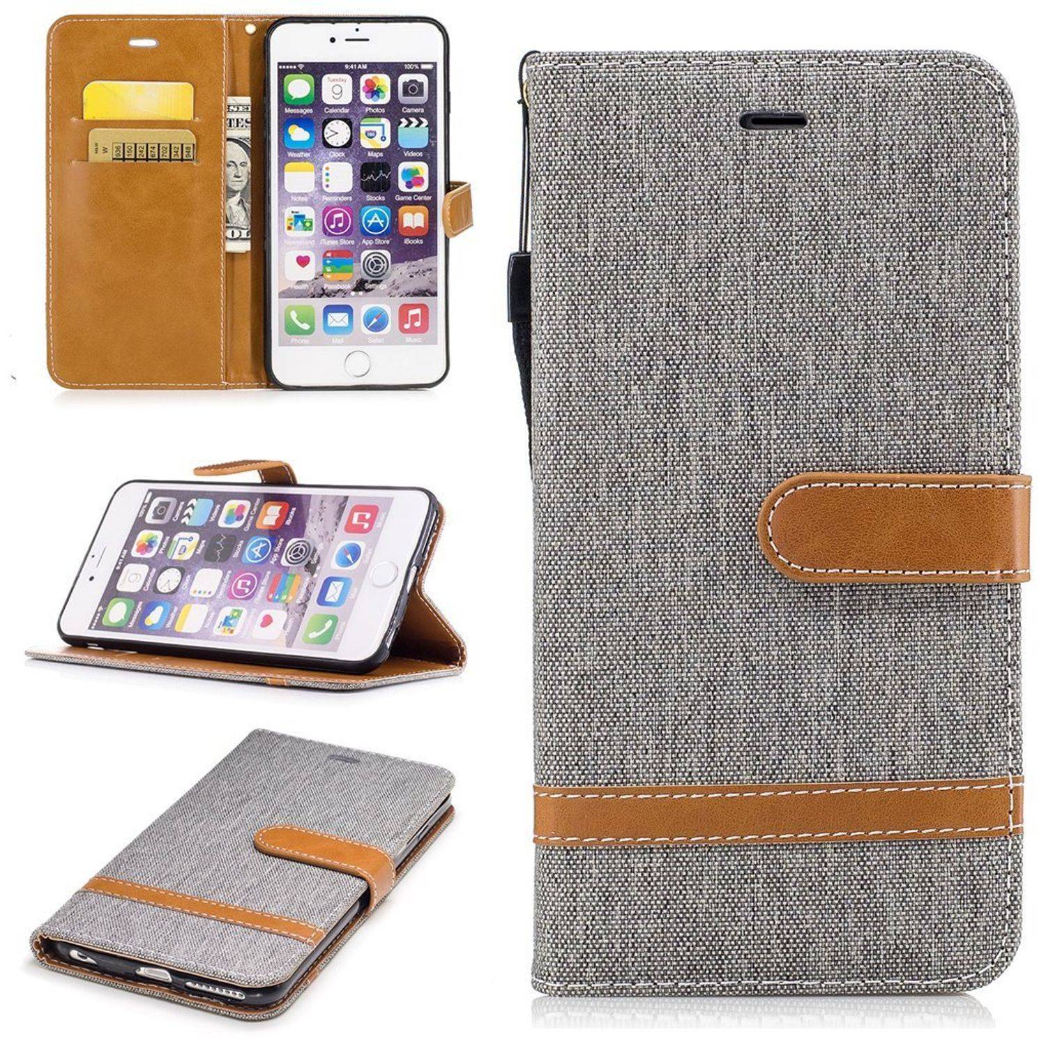 Apple iPhone 6 / 6s Handyhülle Bookcover Grau