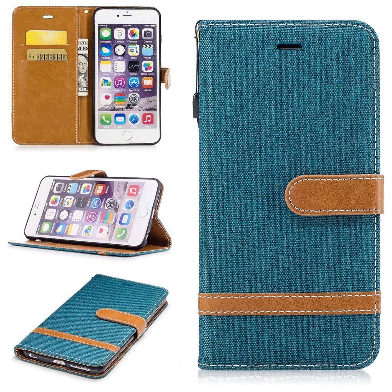 Apple iPhone 6 Plus / 6s Plus Handyhülle Bookcover Grün