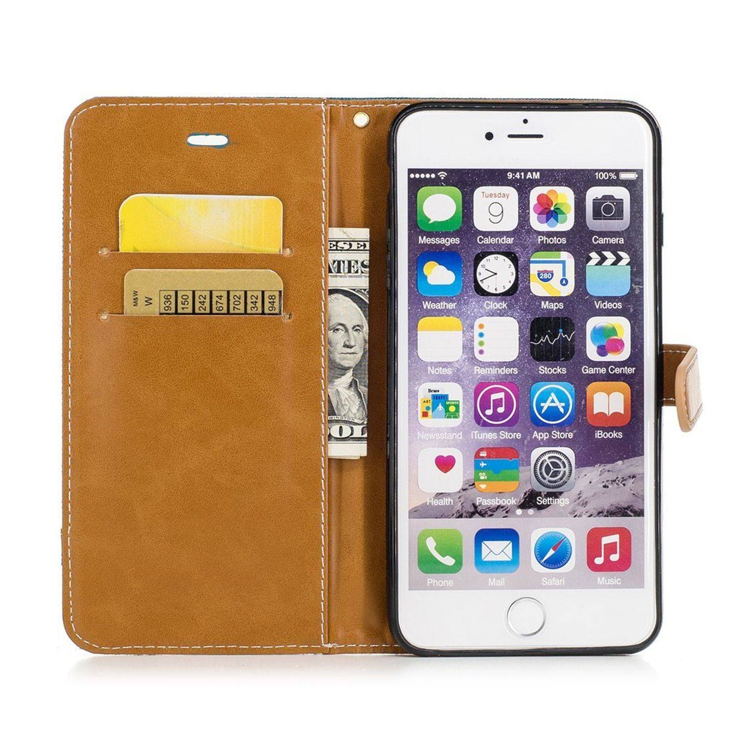 Apple iPhone 6 Plus / 6s Plus Handyhülle Bookcover Grün