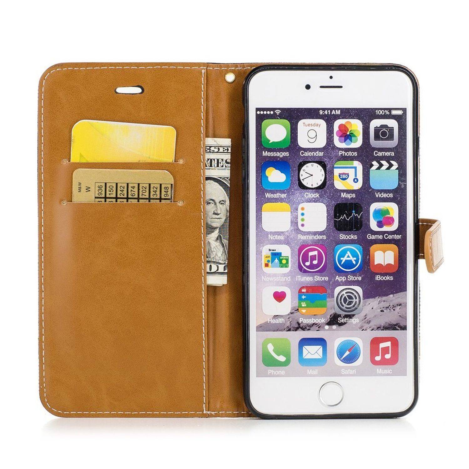 Apple iPhone 6 Plus / 6s Plus Handyhülle Bookcover Schwarz