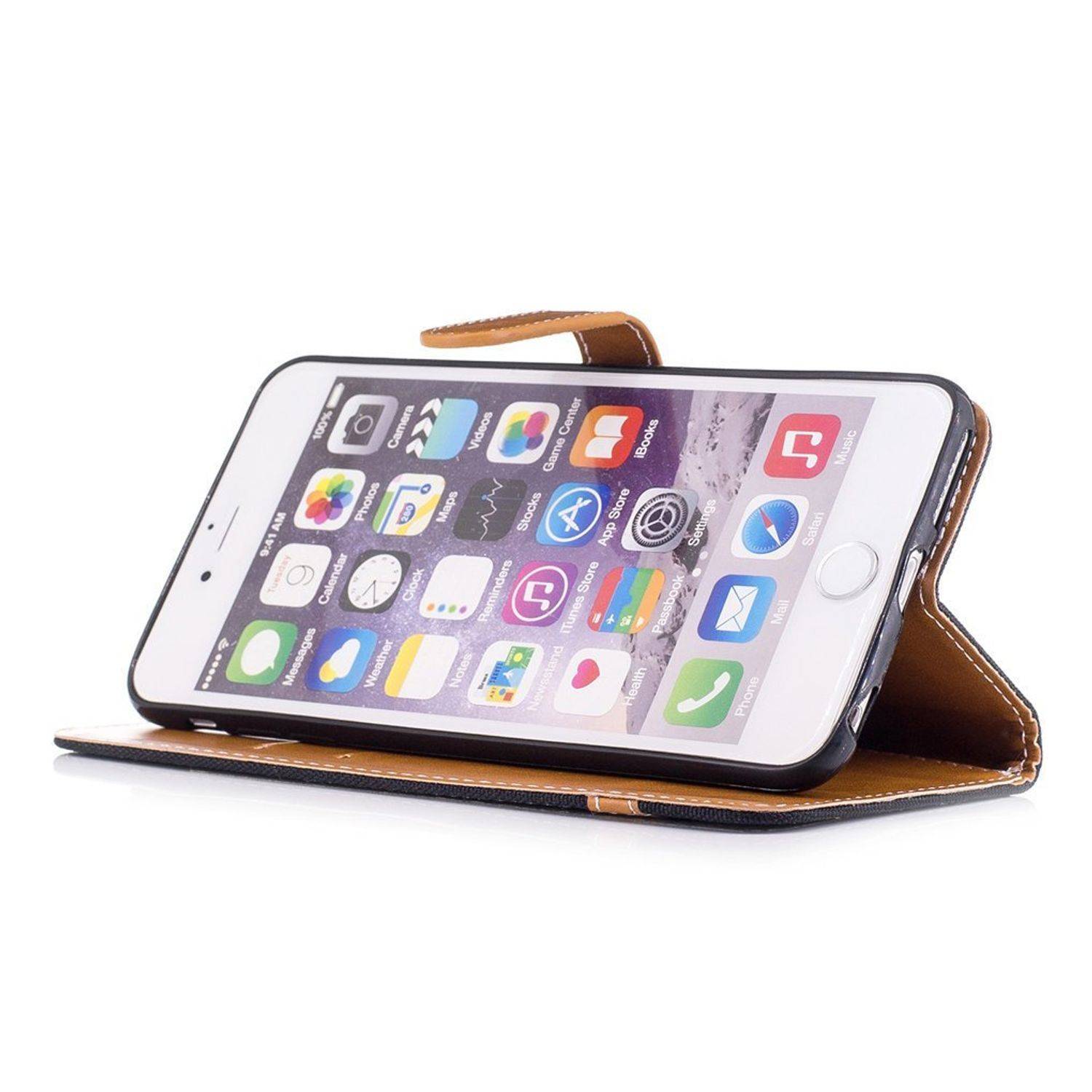 Apple iPhone 6 Plus / 6s Plus Handyhülle Bookcover Schwarz
