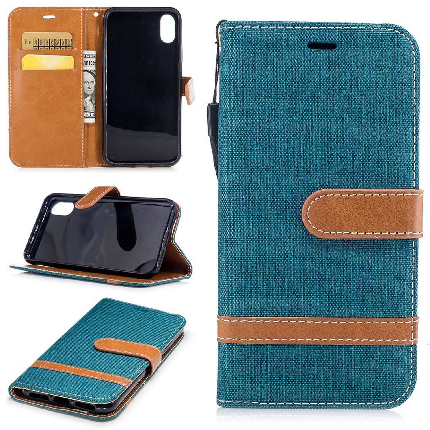 Apple iPhone X / iPhone XS Handyhülle Bookcover Grün