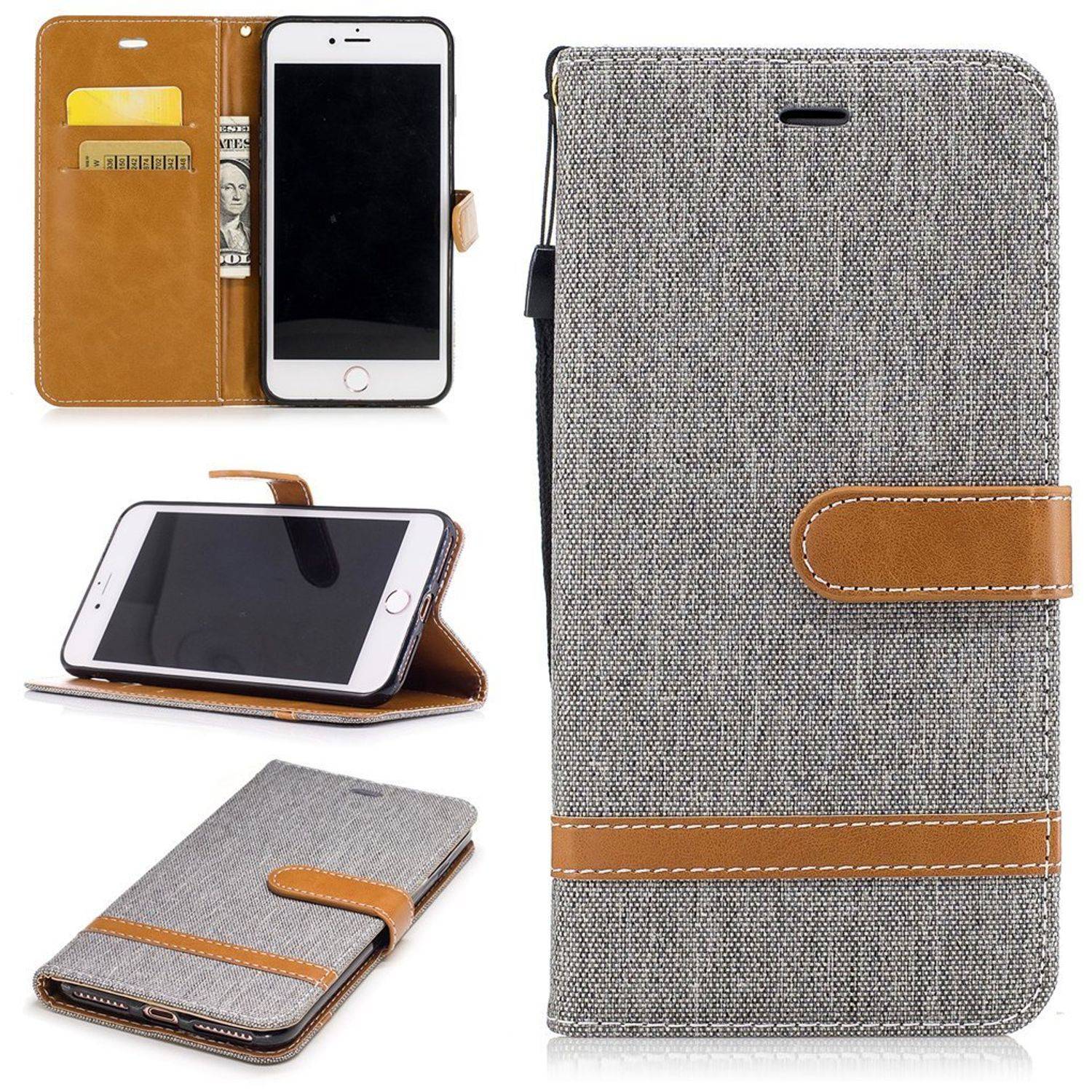 Apple iPhone 7 Plus Handyhülle Bookcover Grau