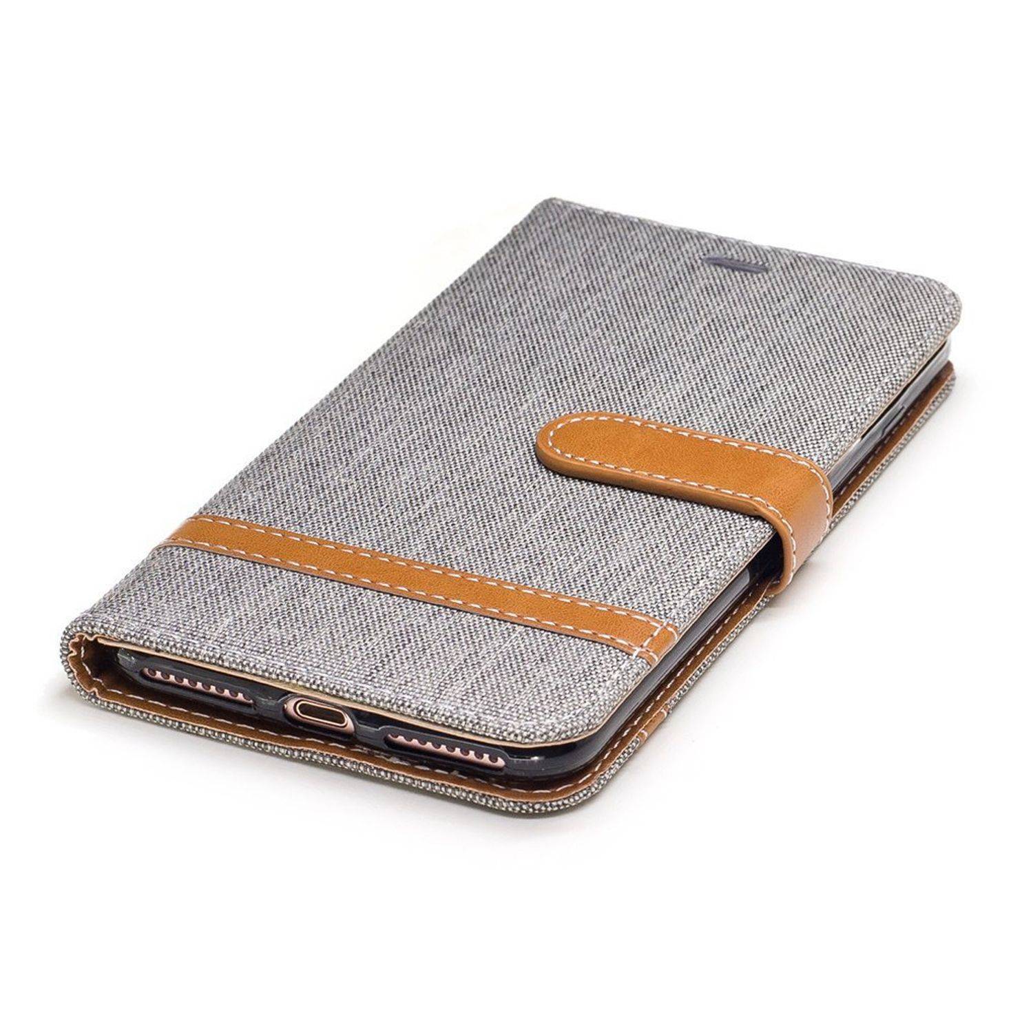 Apple iPhone 7 Plus Handyhülle Bookcover Grau