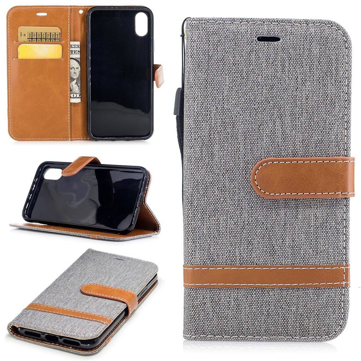 Apple iPhone X / iPhone XS Handyhülle Bookcover Grau