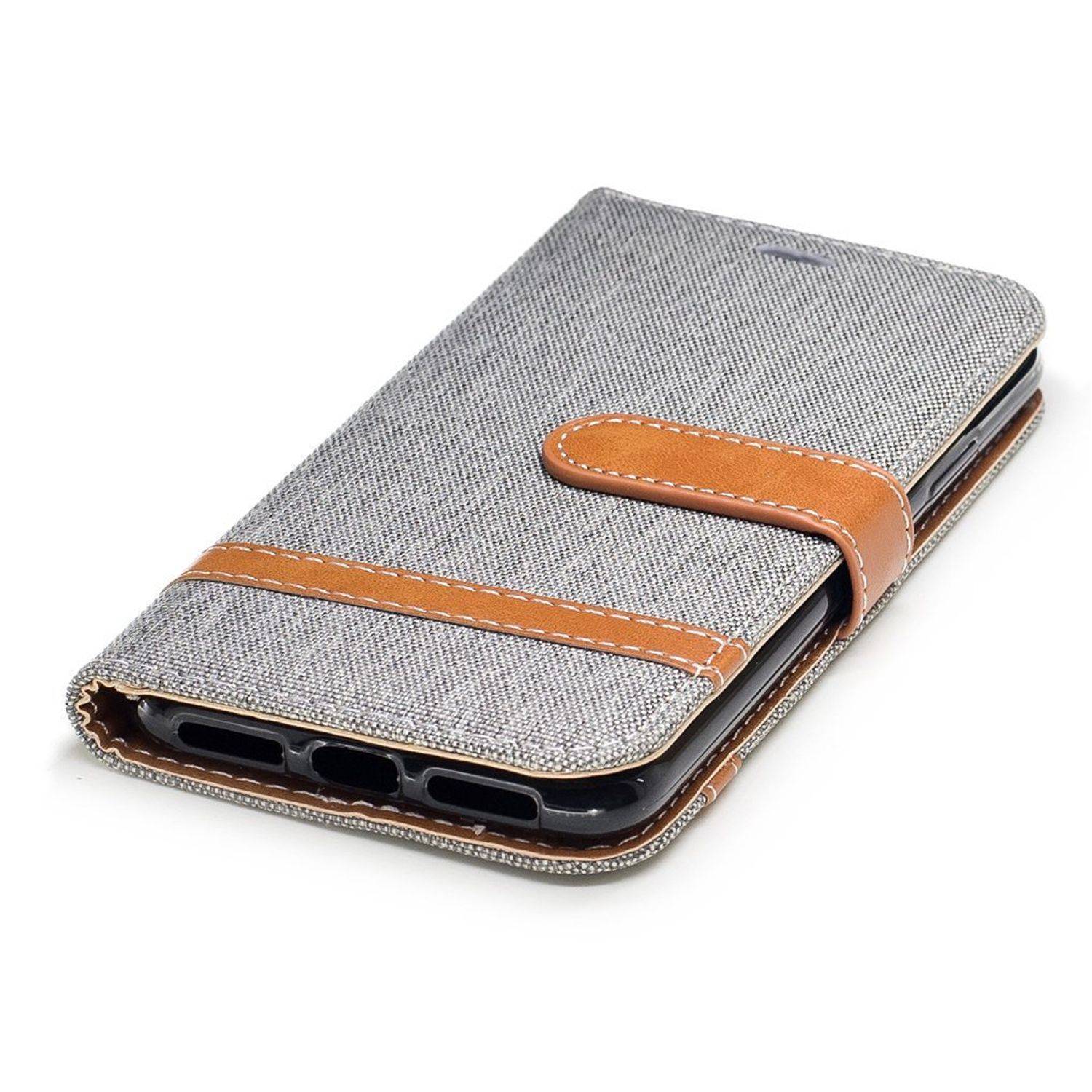 Apple iPhone X / iPhone XS Handyhülle Bookcover Grau