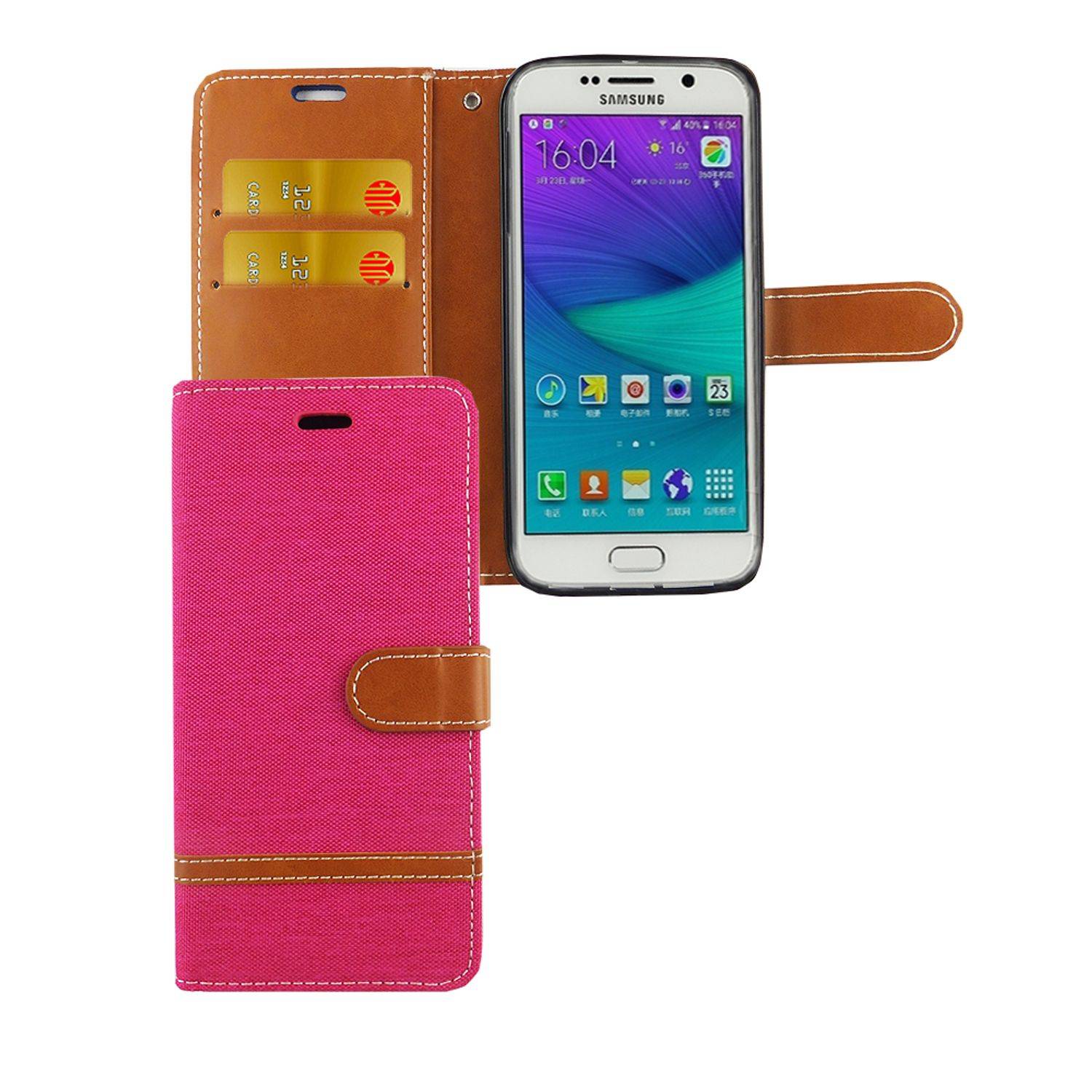 Samsung Galaxy S6 Edge Handyhülle Bookcover Rosa