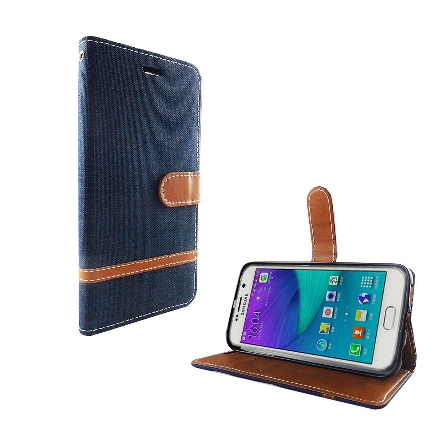 Samsung Galaxy S6 Edge Handyhülle Bookcover Blau