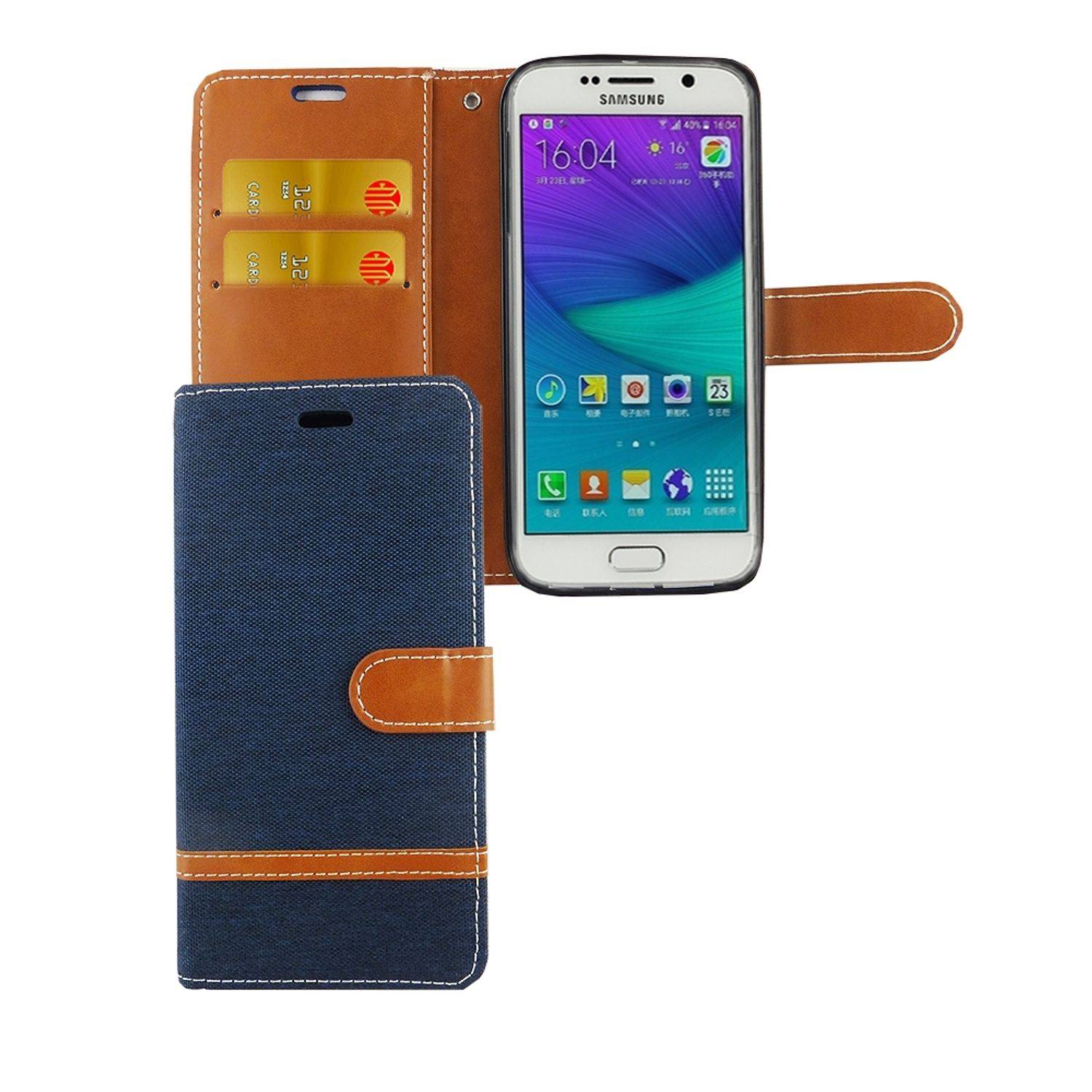 Samsung Galaxy S6 Edge Handyhülle Bookcover Blau