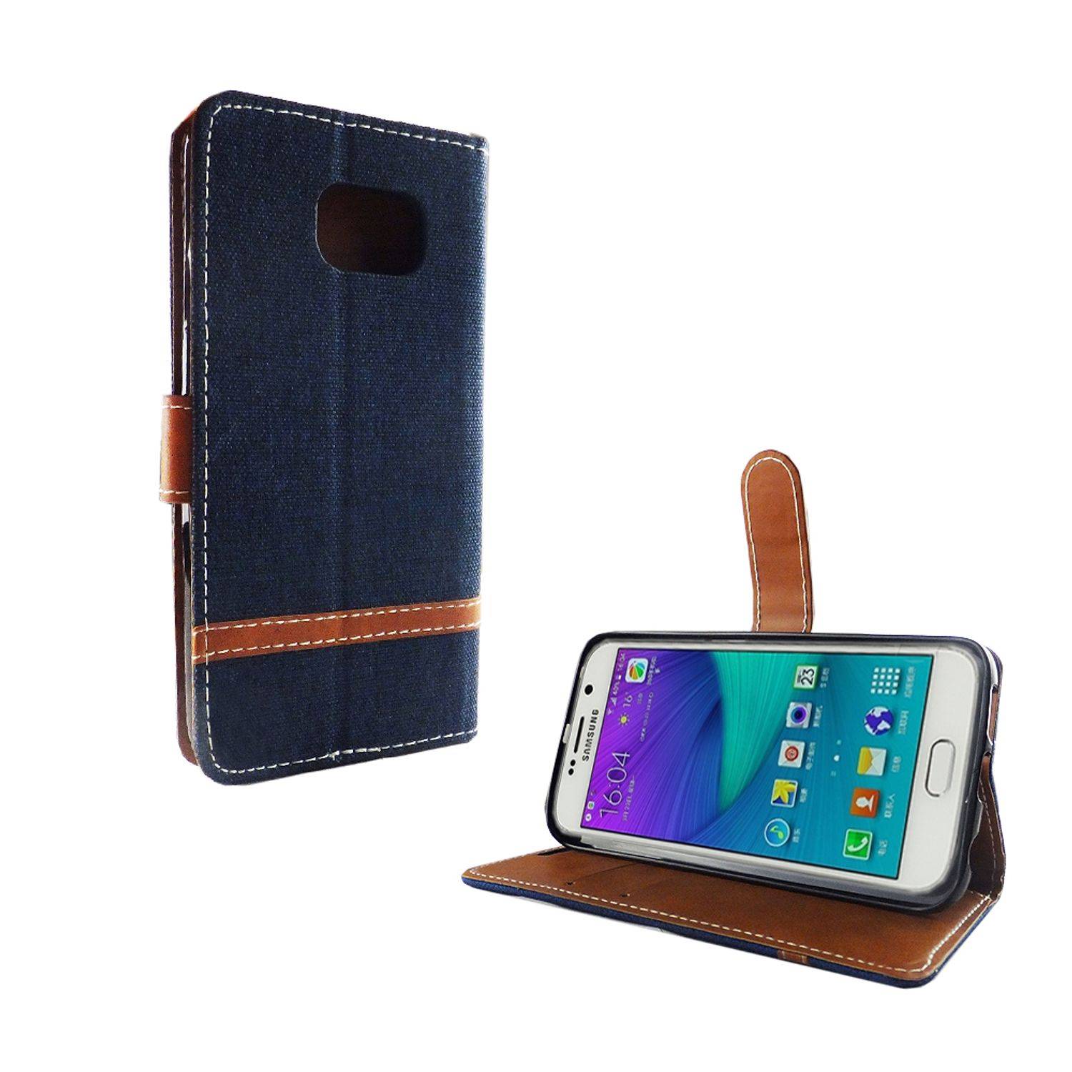 Samsung Galaxy S6 Edge Handyhülle Bookcover Blau