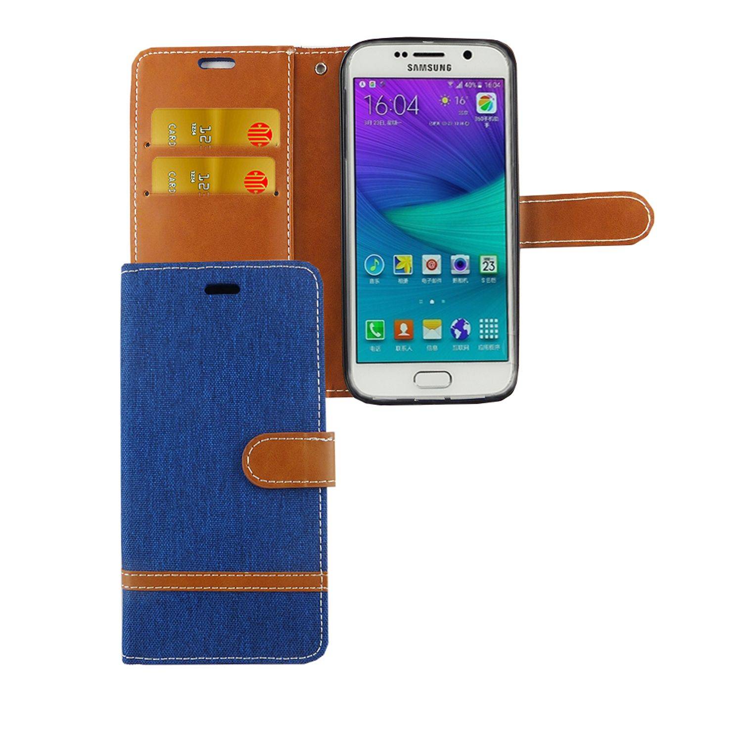 Samsung Galaxy S6 Edge Handyhülle Bookcover Blau