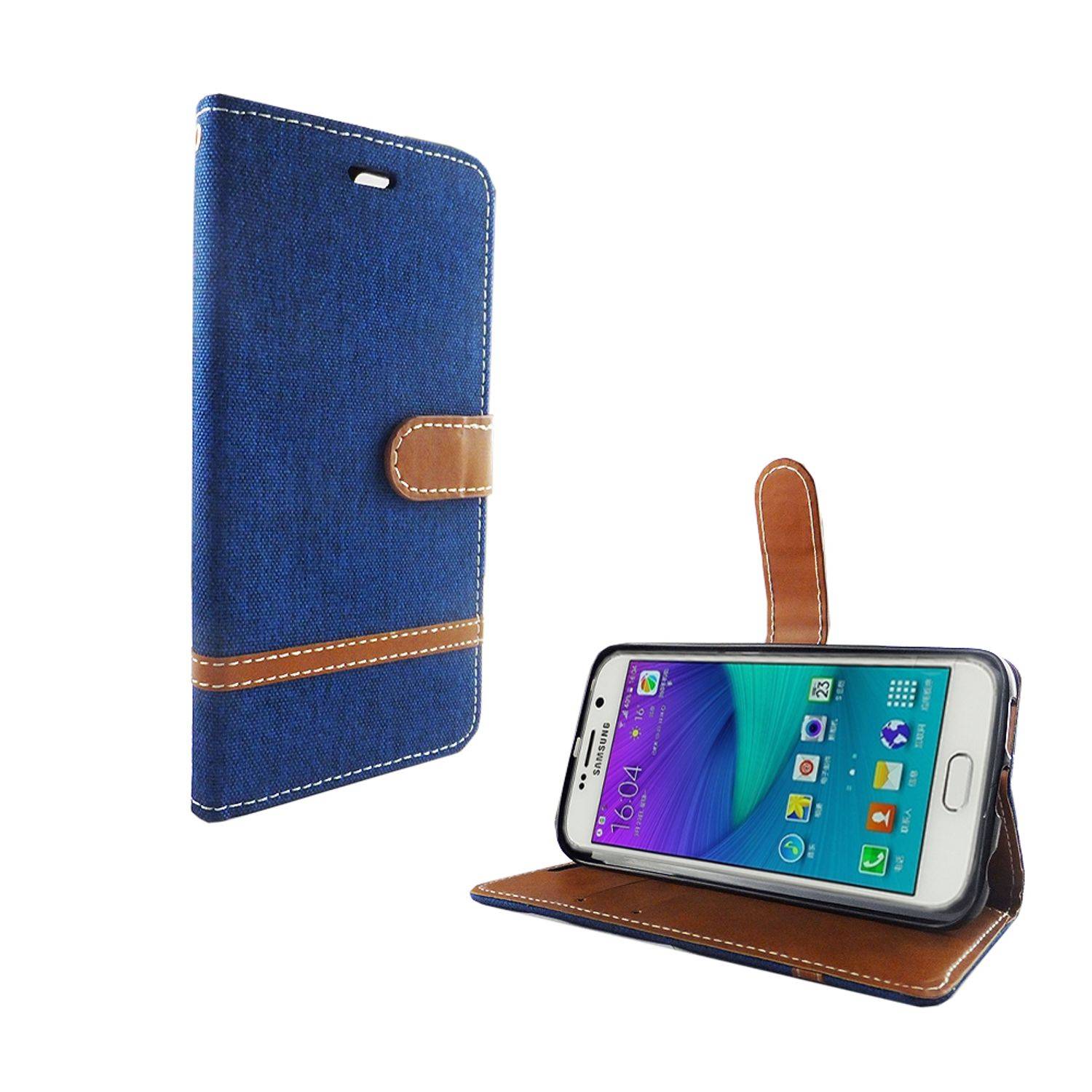 Samsung Galaxy S6 Edge Handyhülle Bookcover Blau