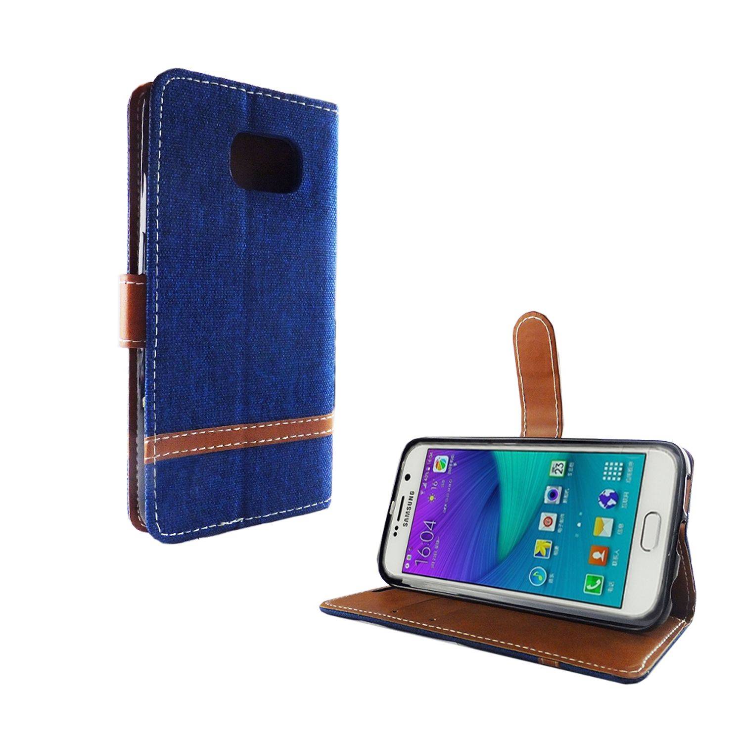 Samsung Galaxy S6 Edge Handyhülle Bookcover Blau