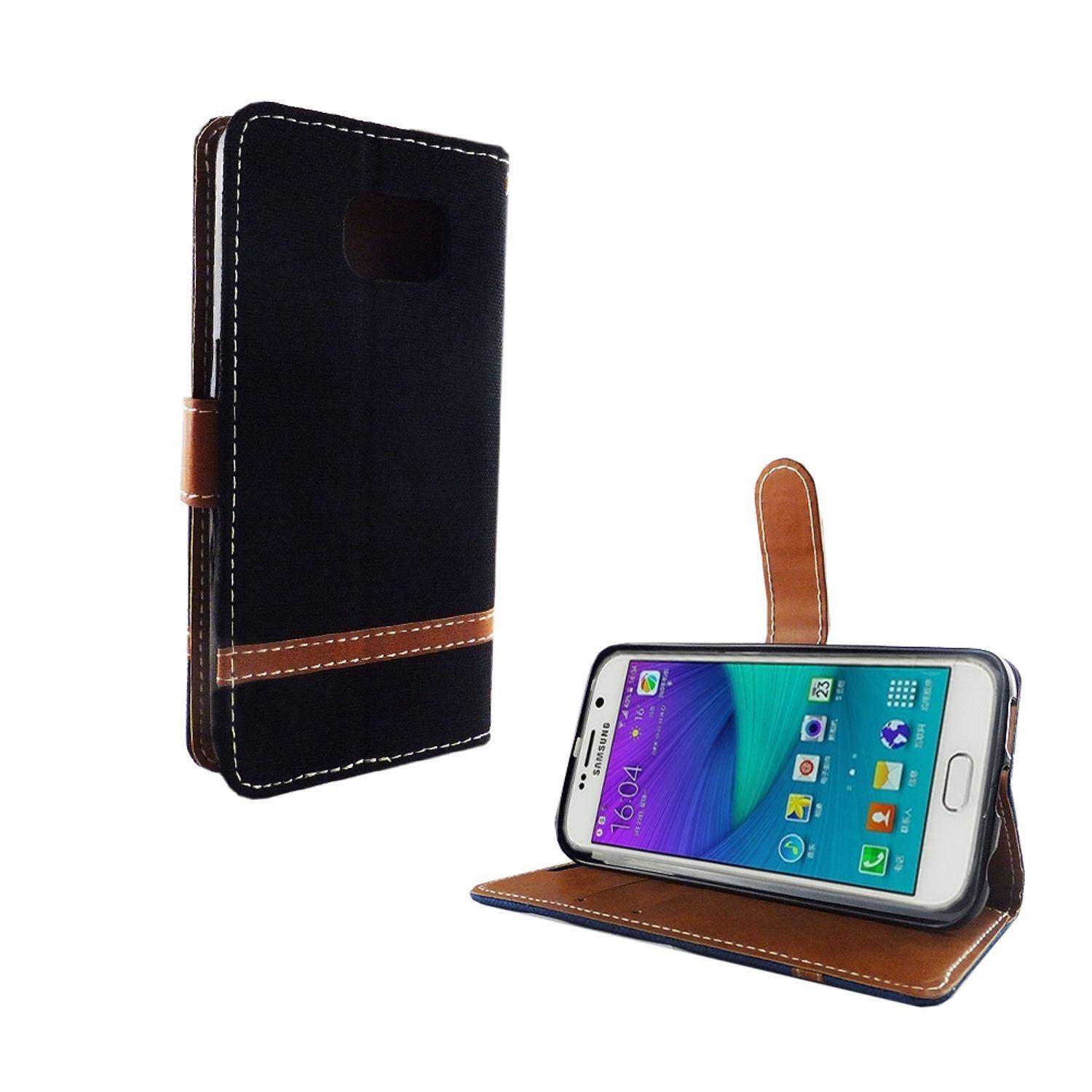 Samsung Galaxy S6 Edge Handyhülle Bookcover Schwarz