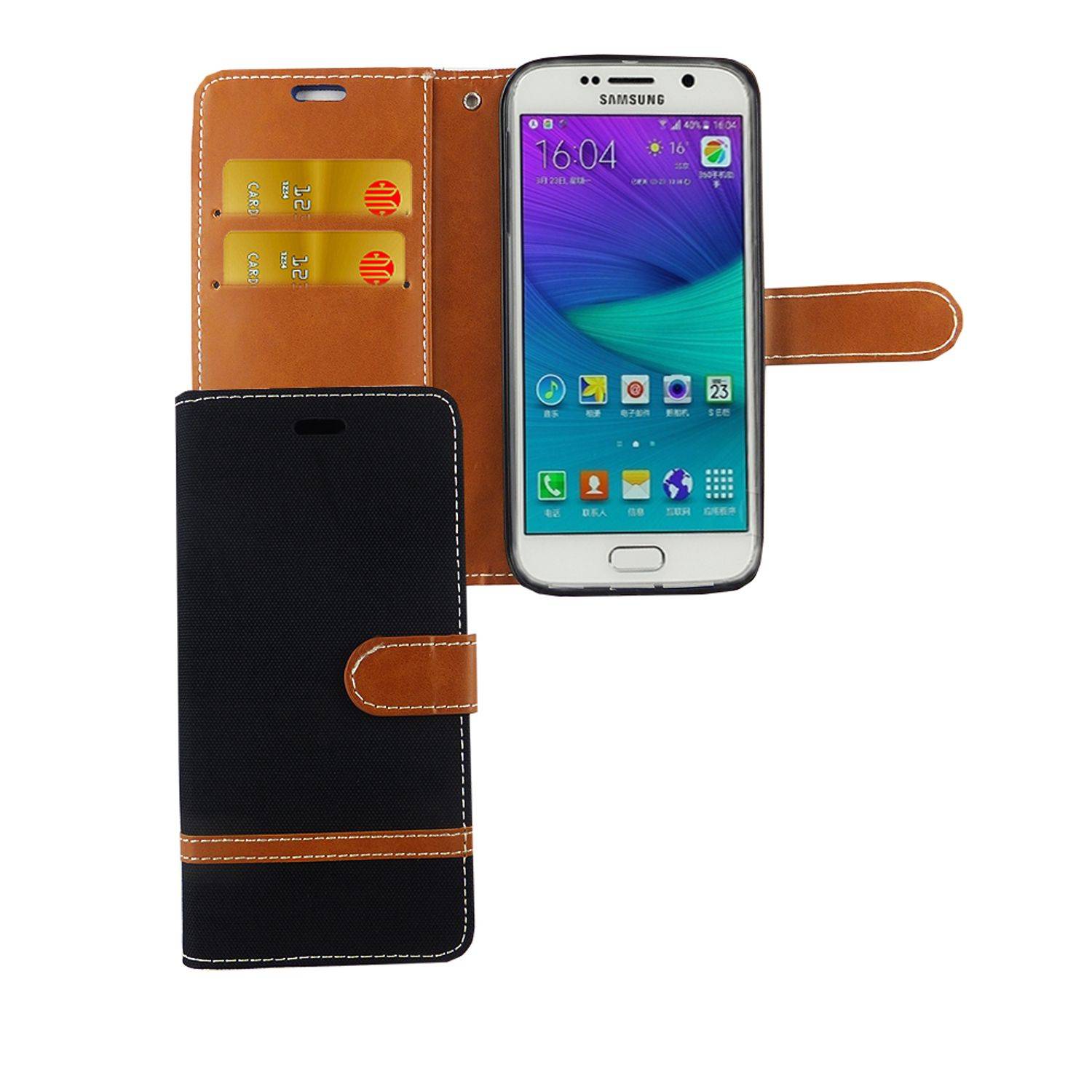 Samsung Galaxy S6 Edge Handyhülle Bookcover Schwarz
