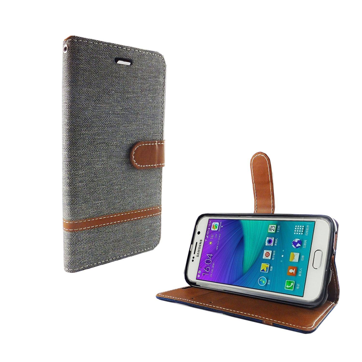 Samsung Galaxy S6 Edge Handyhülle Bookcover Grau
